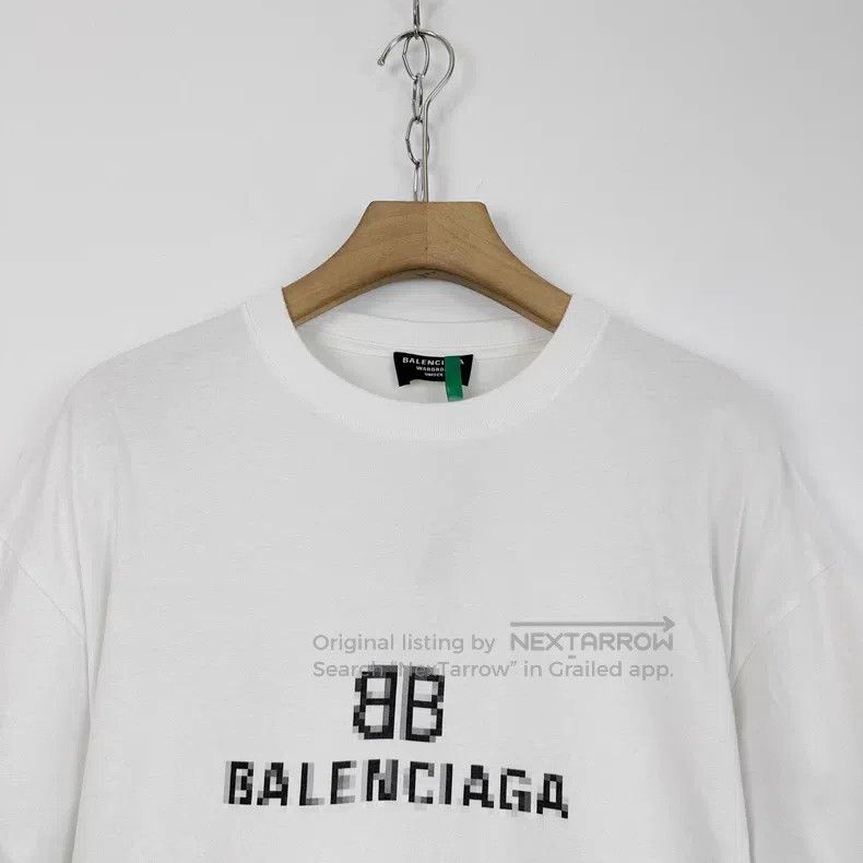 Balenciaga Balenciaga White Mosaic Logo Short Sleeve T-Shirt Size US S / EU 44-46 / 1 - 3 Thumbnail