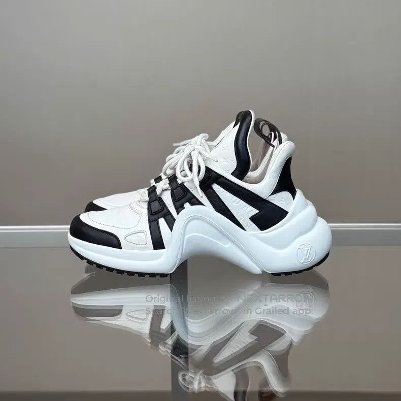 Louis Vuitton Louis Vuitton Archlight Black and White Embossed Arch Brid Size US 7 / IT 37 - 5 Thumbnail