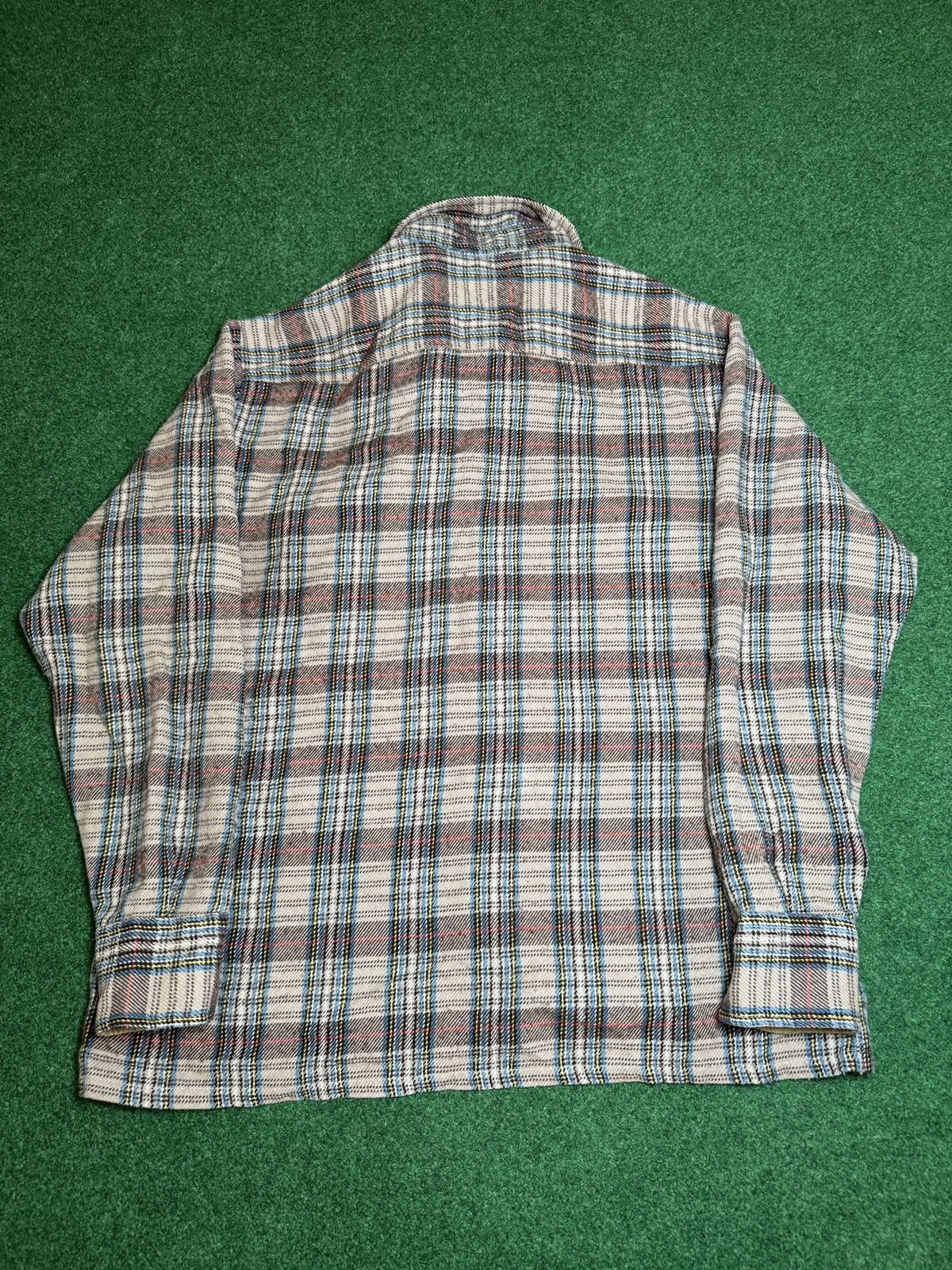 Fruit Of The Loom × Vintage Vintage 70s 80s Fruit Of The Loom Beige Plaid Flannel Size US L / EU 52-54 / 3 - 2 Thumbnail
