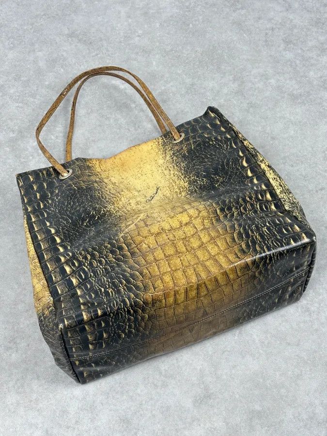 Roberto Cavalli Roberto Cavalli Black Leather Crocodile Embossed Tote Bag Size ONE SIZE - 4 Thumbnail