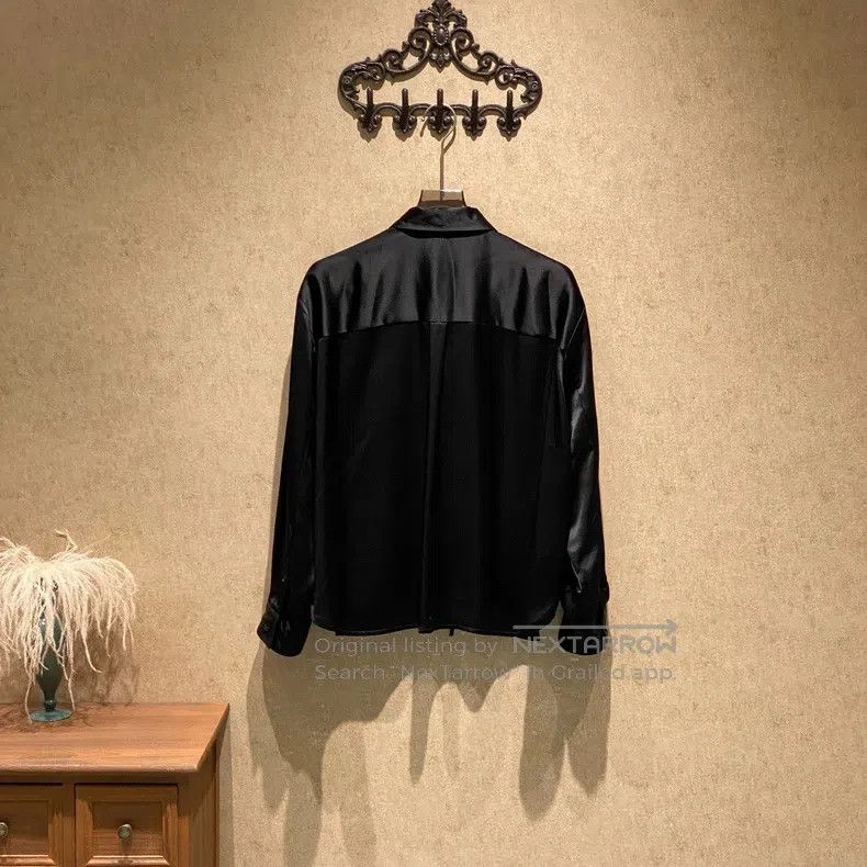 Loewe Black Satin Embroidered Logo Shirt