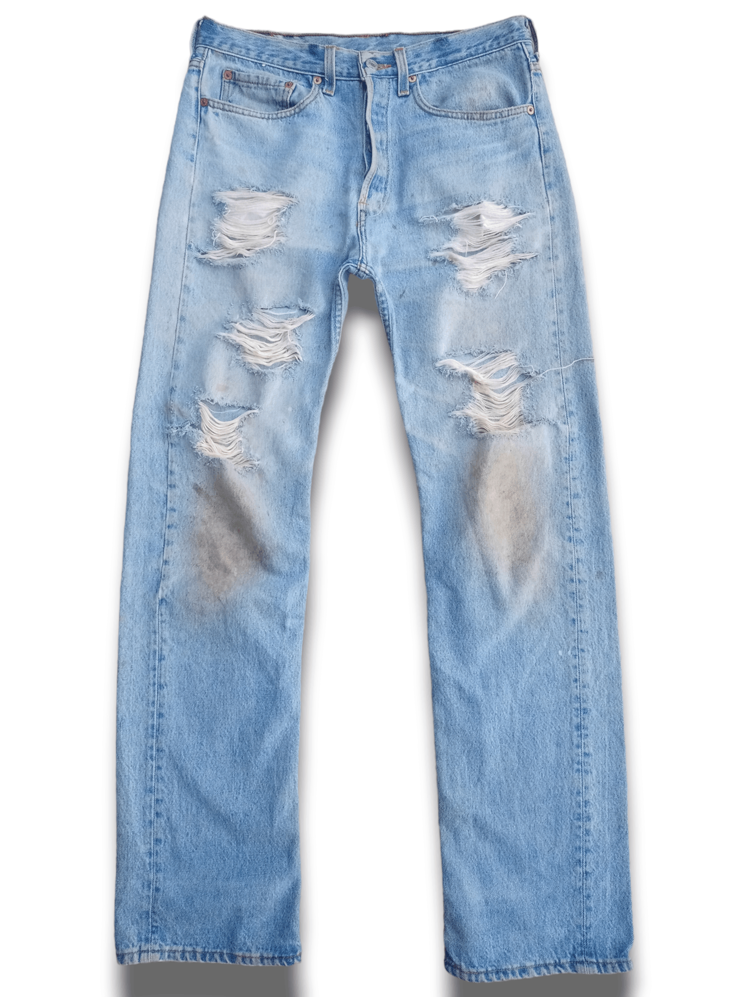 Levi's × Levi's Vintage Clothing Vintage 90s Levis 501 Blue Wash Distressed Baggy Jeans 31x32 Size US 31 - 1 Thumbnail