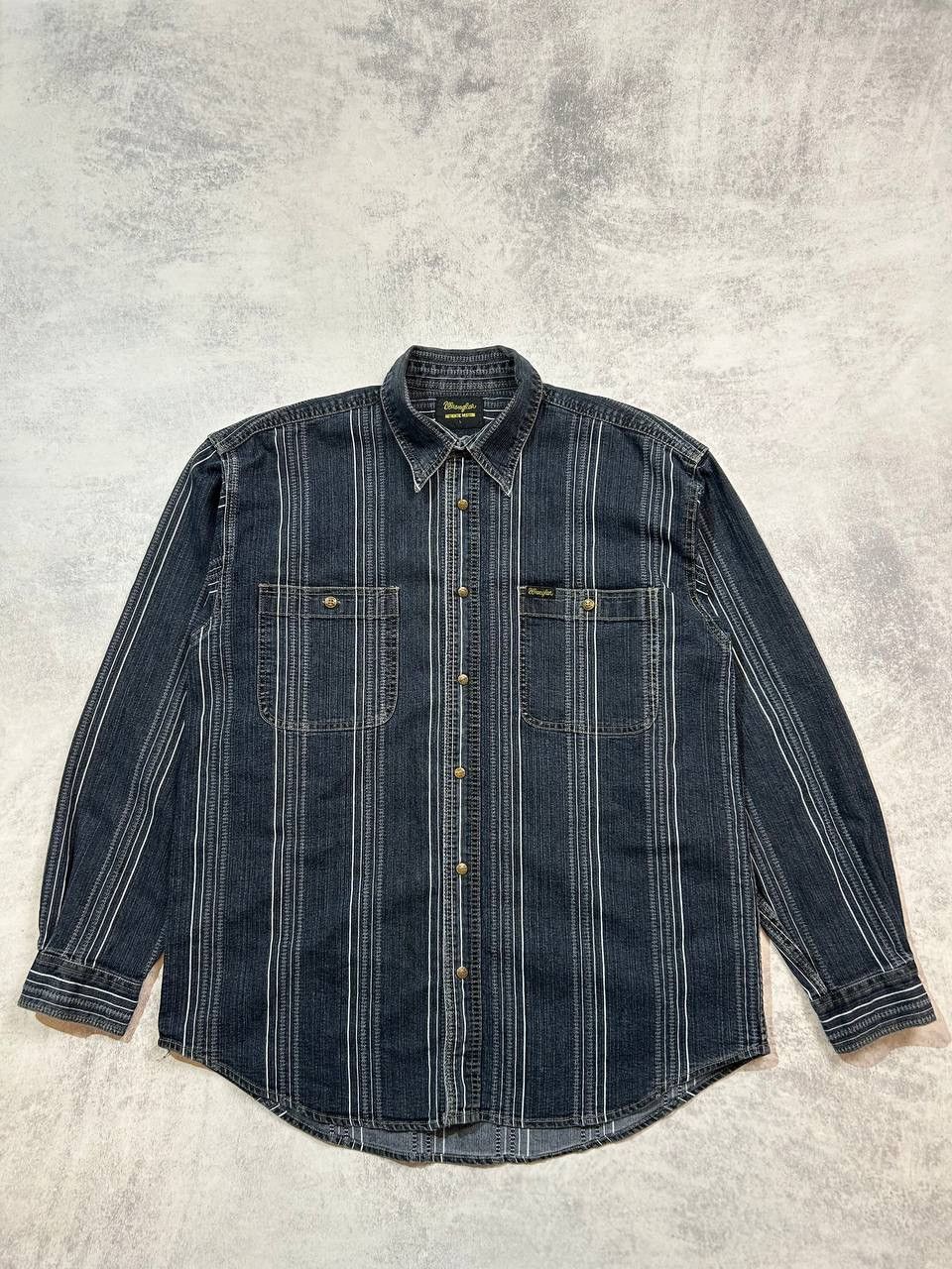 Wrangler Vintage Wrangler Authentic Western Stripe Denim Shirt Size US L / EU 52-54 / 3 - 2 Thumbnail