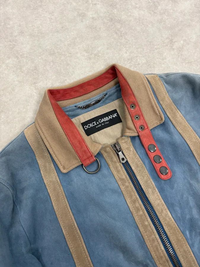 Dolce & Gabbana SS2007 Dolce & Gabbana Blue & Beige Suede Leather Jacket Size US M / EU 48-50 / 2 - 6 Thumbnail