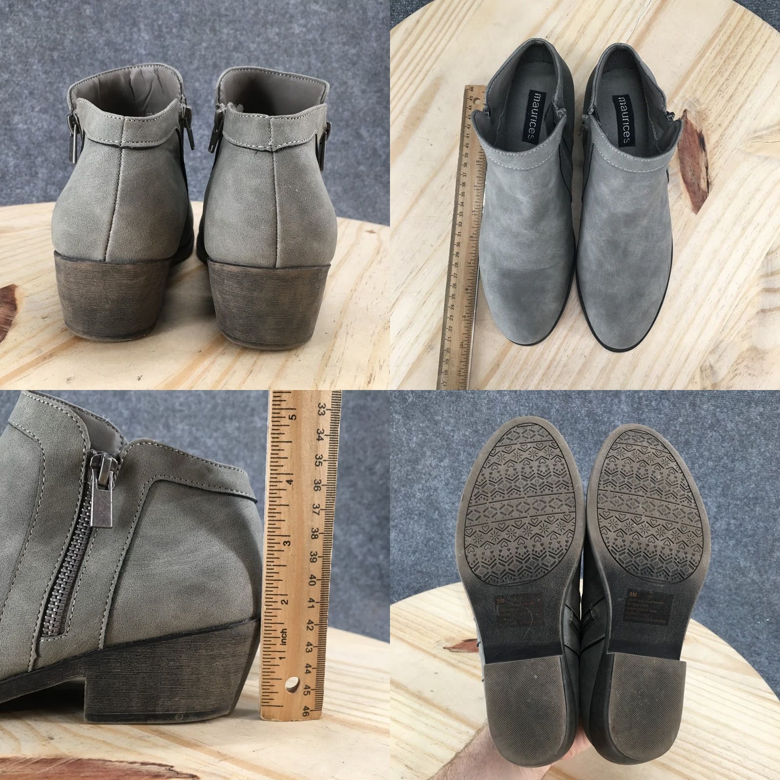 Vintage Maurices Boots Women 9 M Abigail Side Zip Ankle Bootie Gray Faux Leather Casual Size US 9 / IT 39 - 8 Thumbnail
