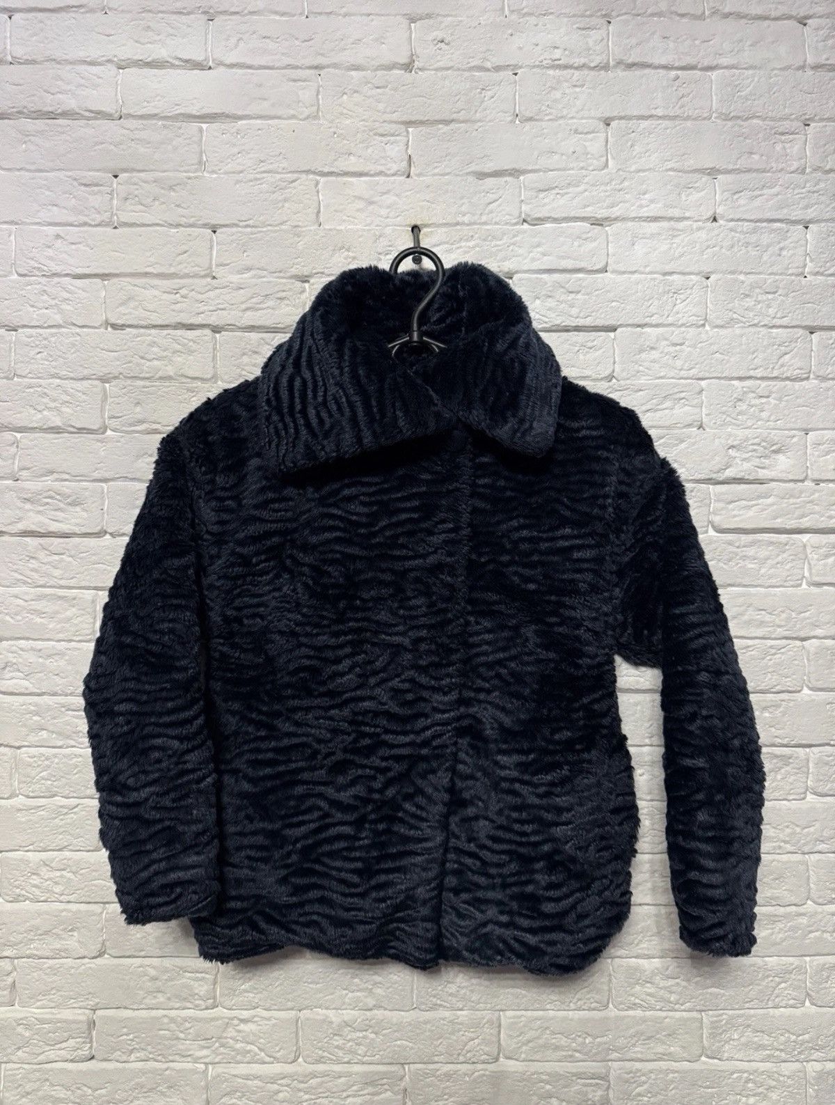 Diesel Diesel Dark Navy Textured Short Fur Coat Astrakhan Style Y2K Size S / US 4 / IT 40 - 1 Thumbnail