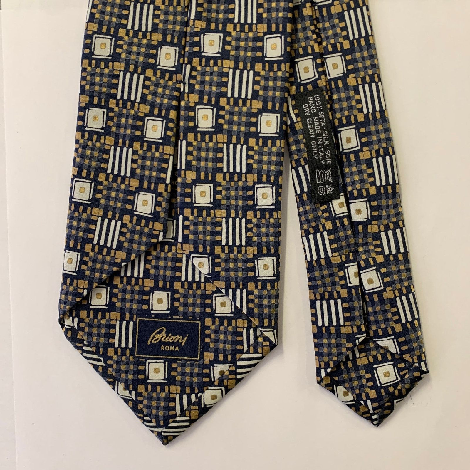 Ermenegildo Zegna ERMENEGILDO ZEGNA Green Orange Beige Geometric Silk Tie Size ONE SIZE - 2 Thumbnail