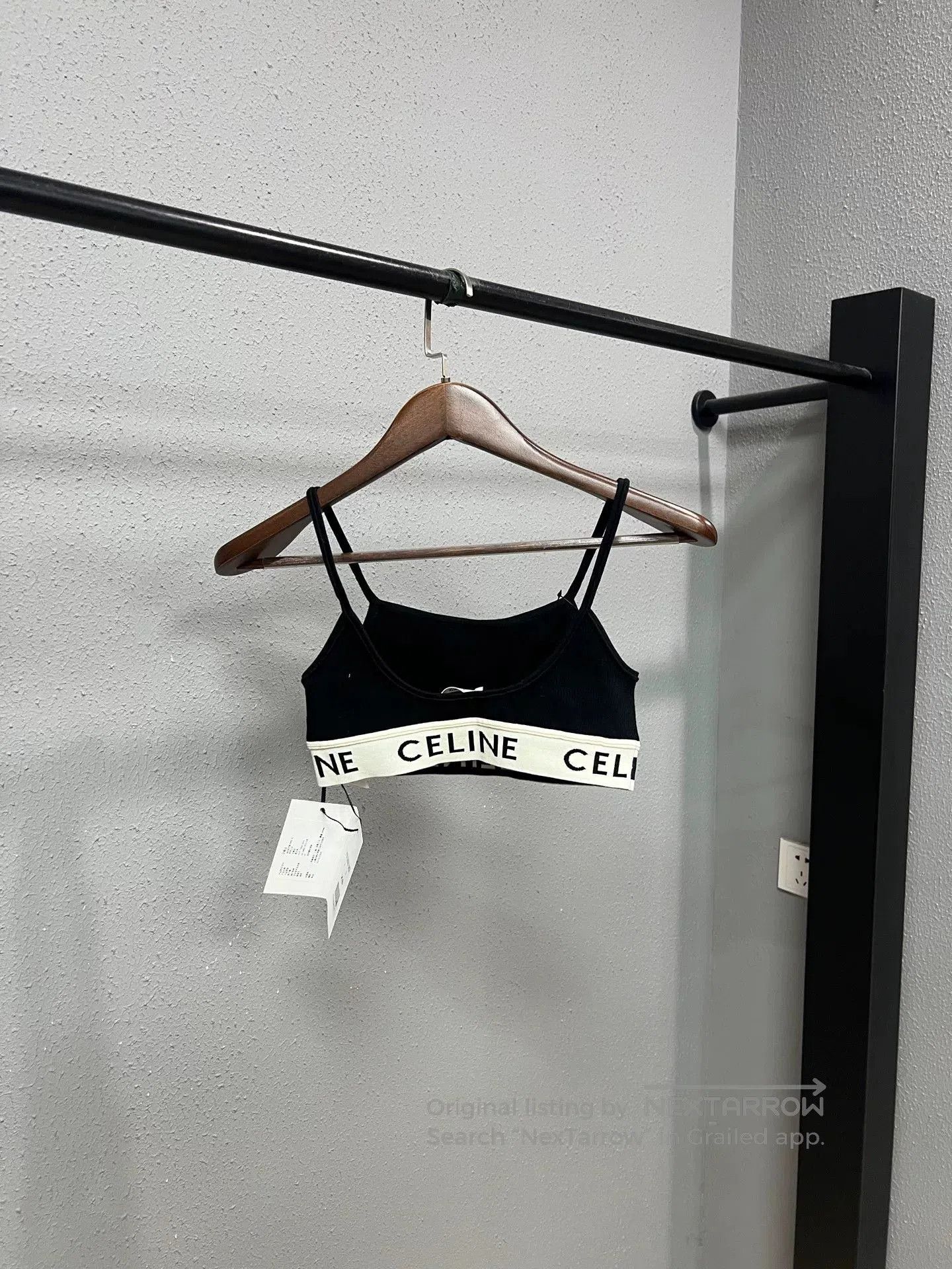 Celine celine black crop top with logo band. Size XS / US 0-2 / IT 36-38 - 2 Thumbnail