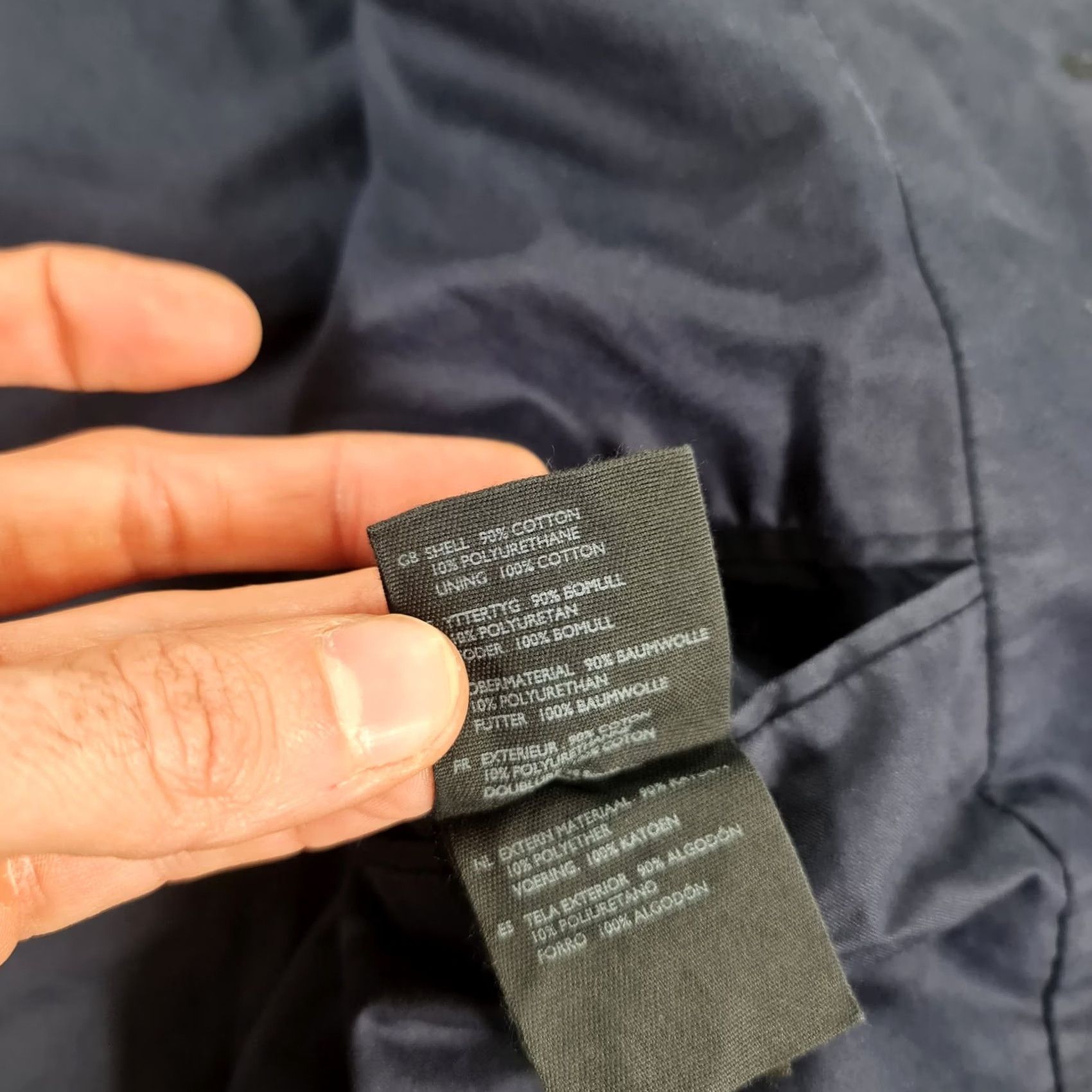 Cos COS Coat Mens Navy Blue 52 Cotton Long Line Single Breasted Overcoat Lightweight Pockets Size US L / EU 52-54 / 3 - 6 Thumbnail