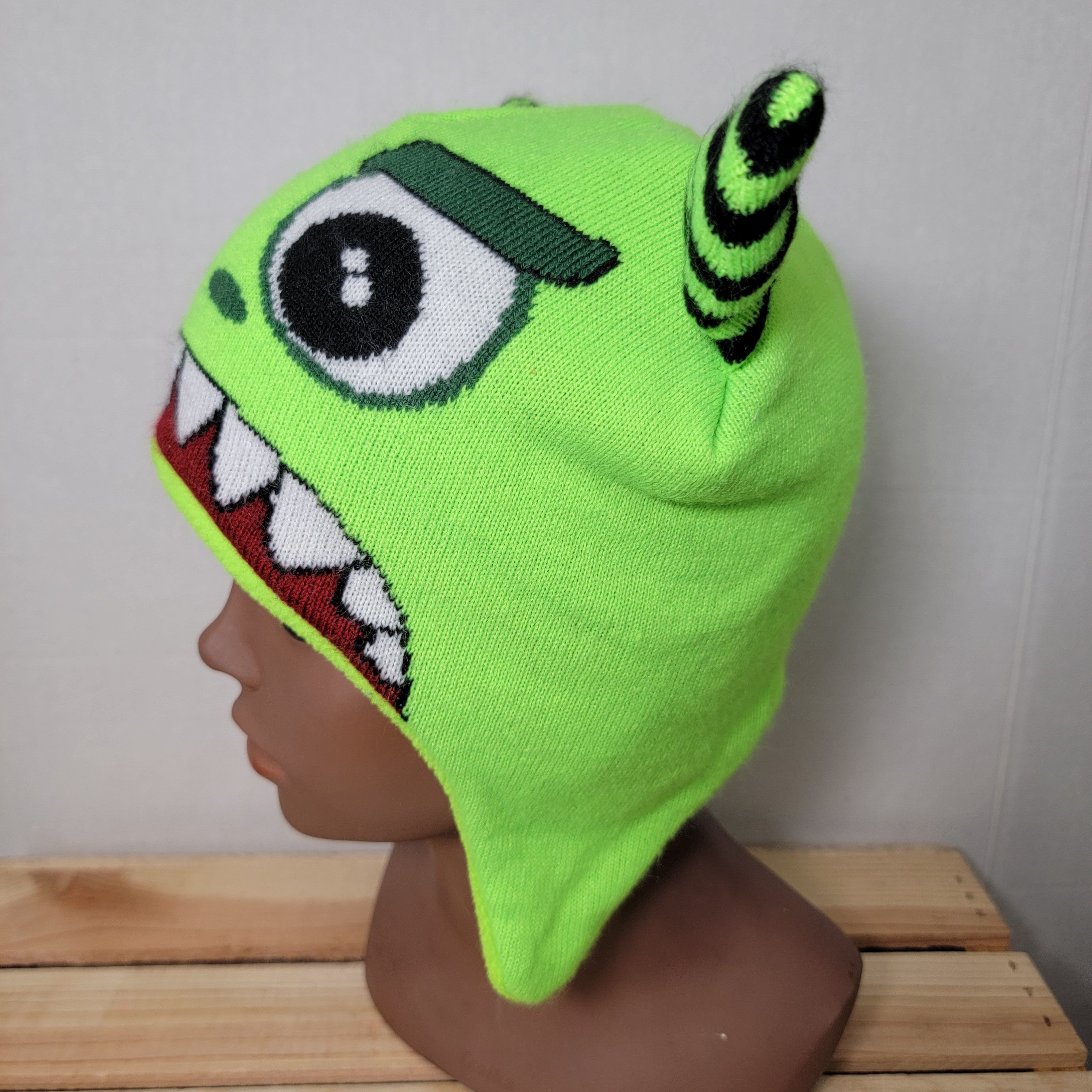 Japanese Brand Green Knit Monster Beanie w/ Horns - Size OSFM Size ONE SIZE - 3 Thumbnail
