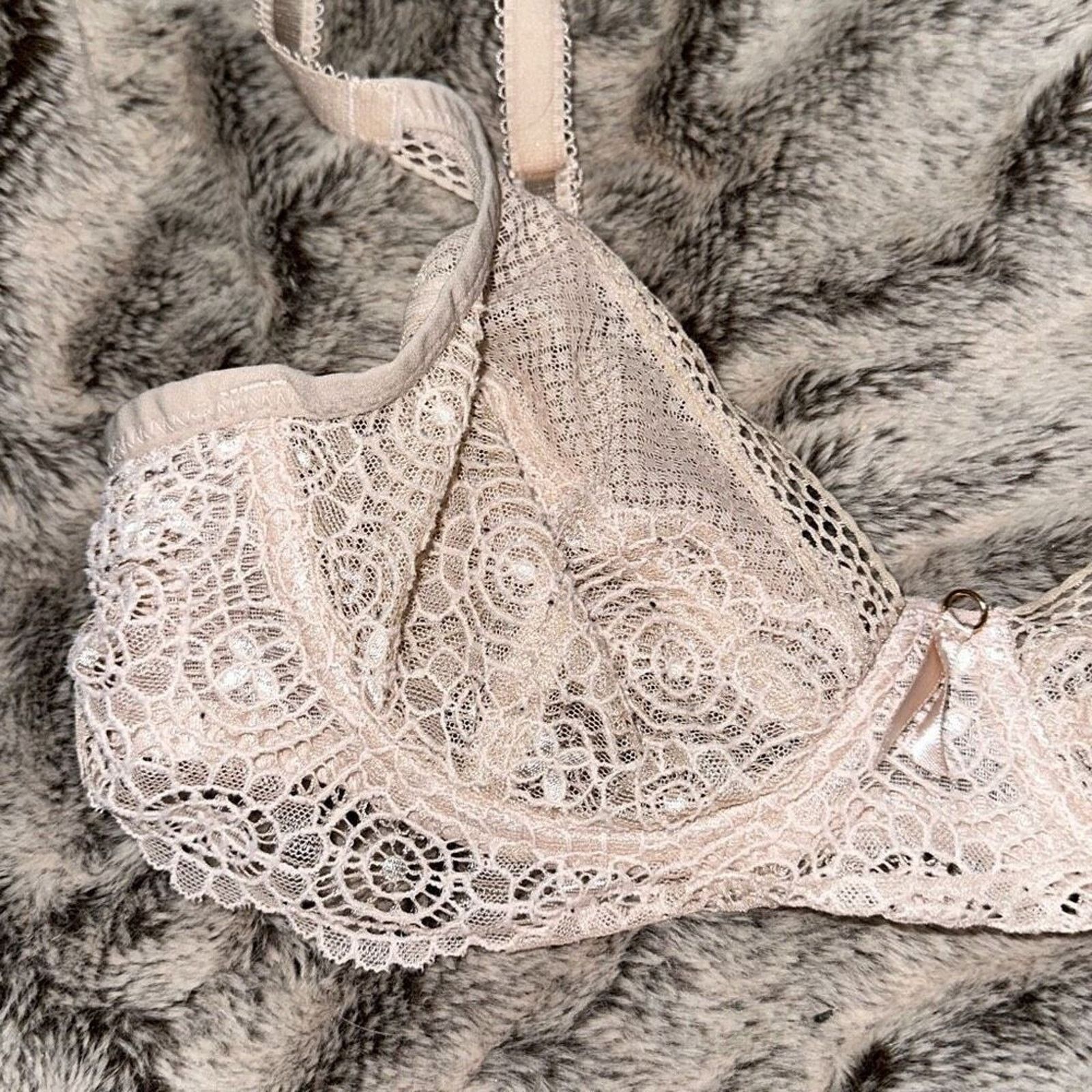 Freya Lingerie Freya Peach Neutral Lace Underwire Bra | Size 30D Size ONE SIZE - 3 Thumbnail