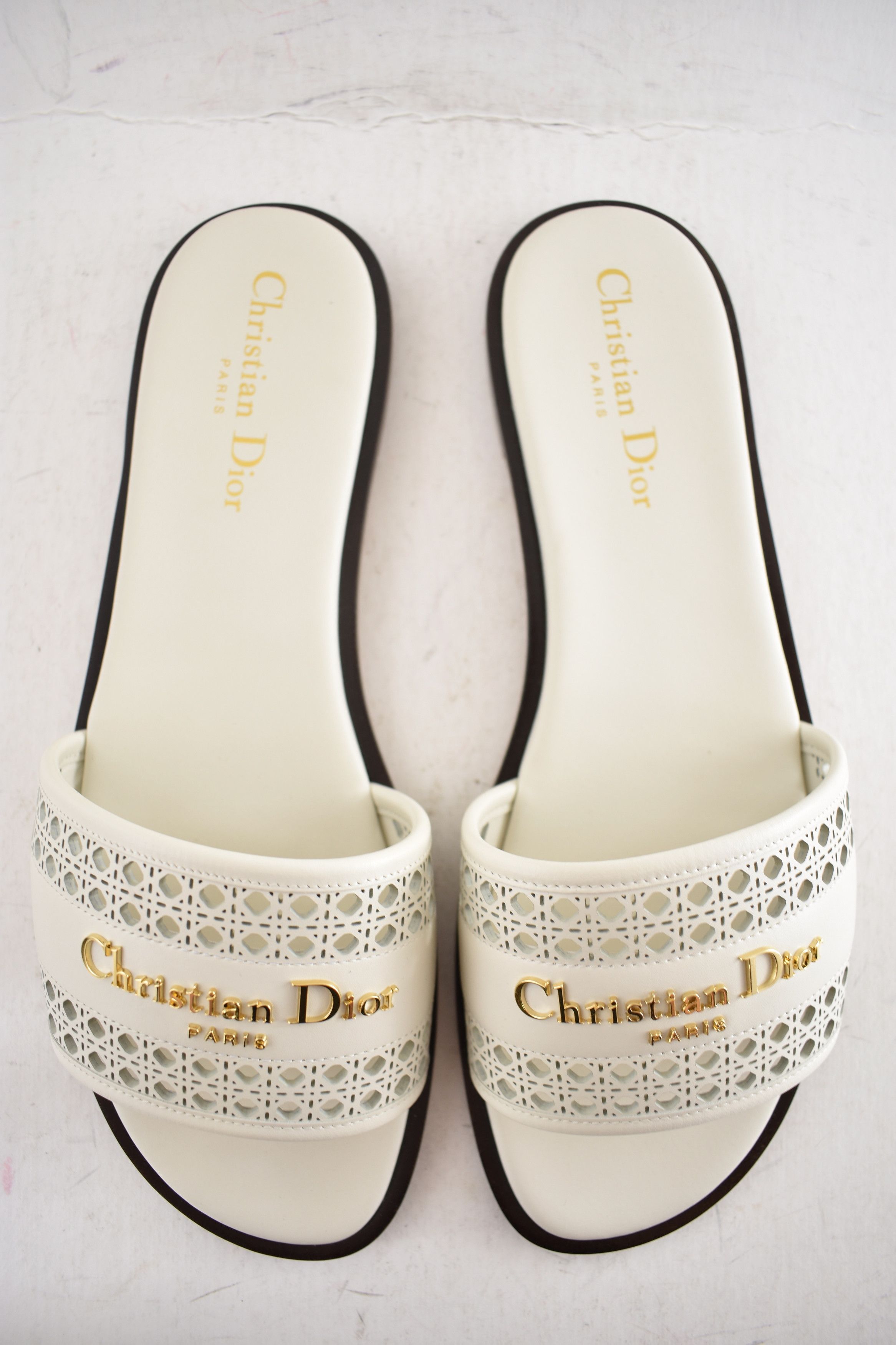 Dior D-Lane Dway Micro Cannage Leather Logo Slide Flat Sandal 39 Size US 9 / IT 39 - 10 Thumbnail