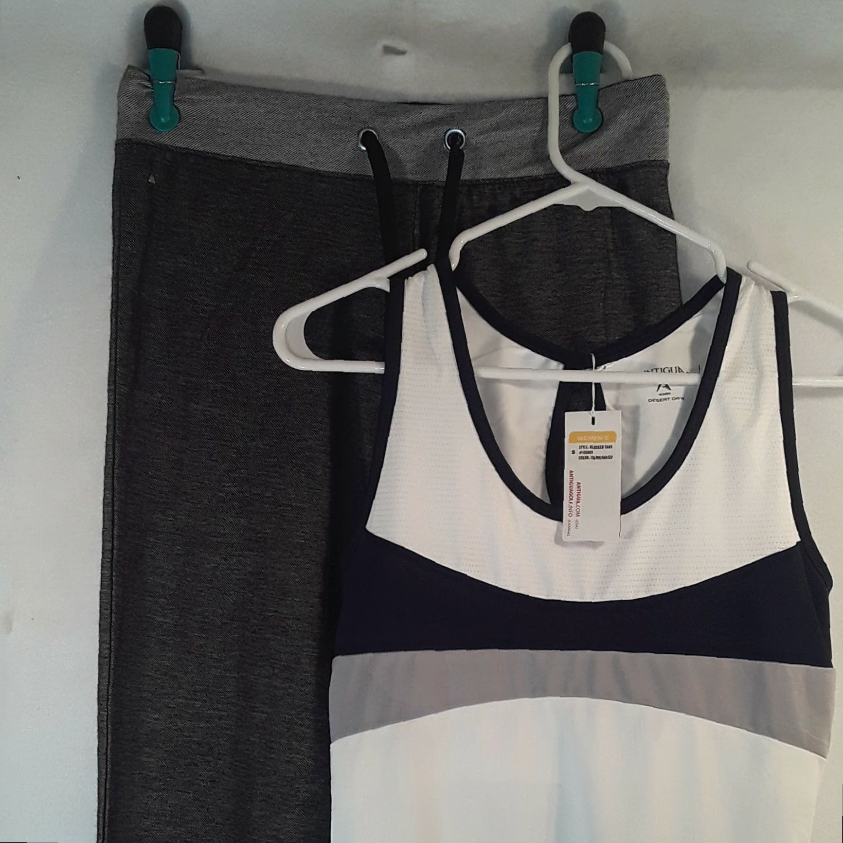 Vintage NWT Antigua 2 PC. Warm Up White Tank Top, Small Pants Womens Polyester #ee1 Shirt/ Tank? Size S / US 4 / IT 40 - 6 Thumbnail