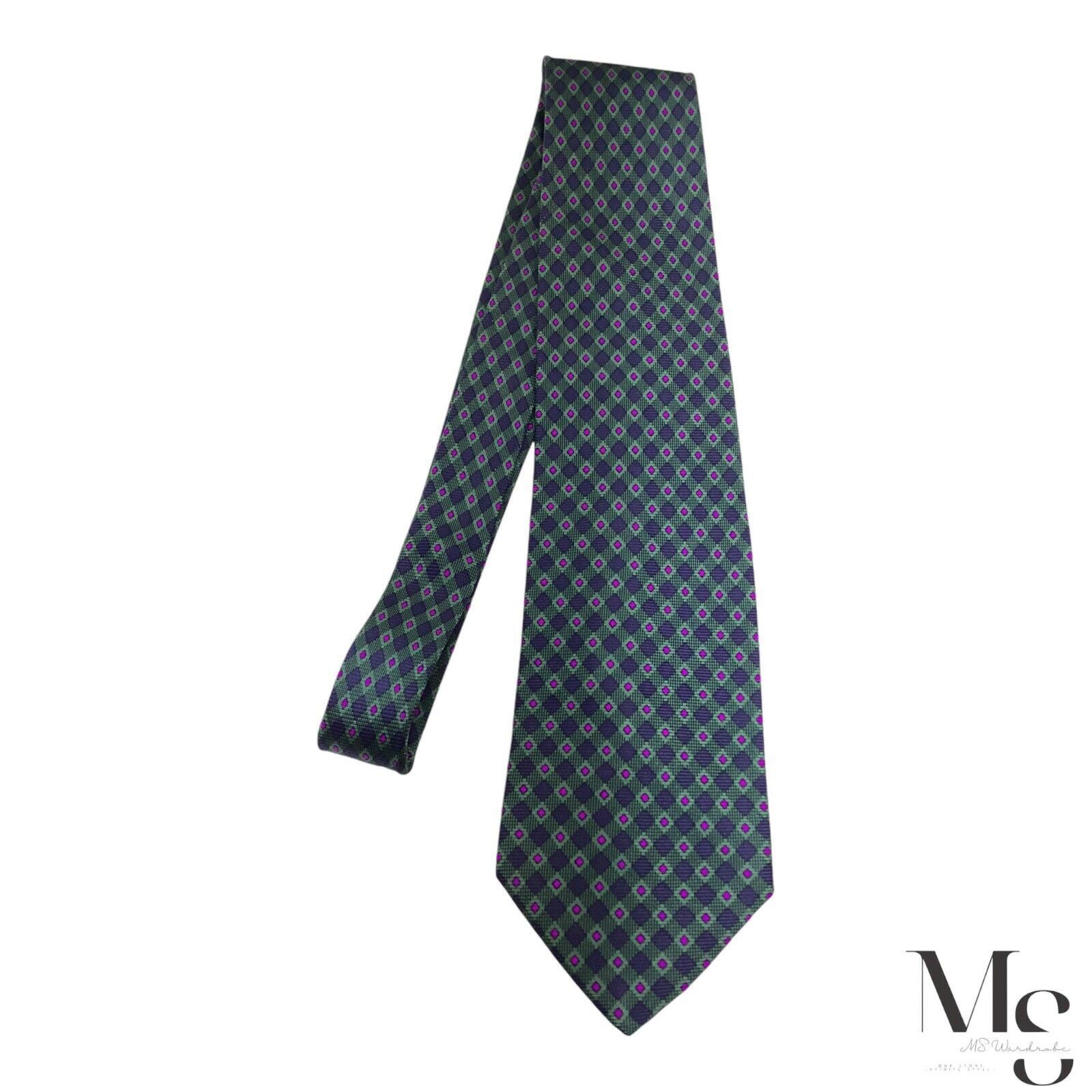 Stefano Ricci STEFANO RICCI XL Green Geometric Silk Tie Made In Italy W:4" Size ONE SIZE - 6 Thumbnail