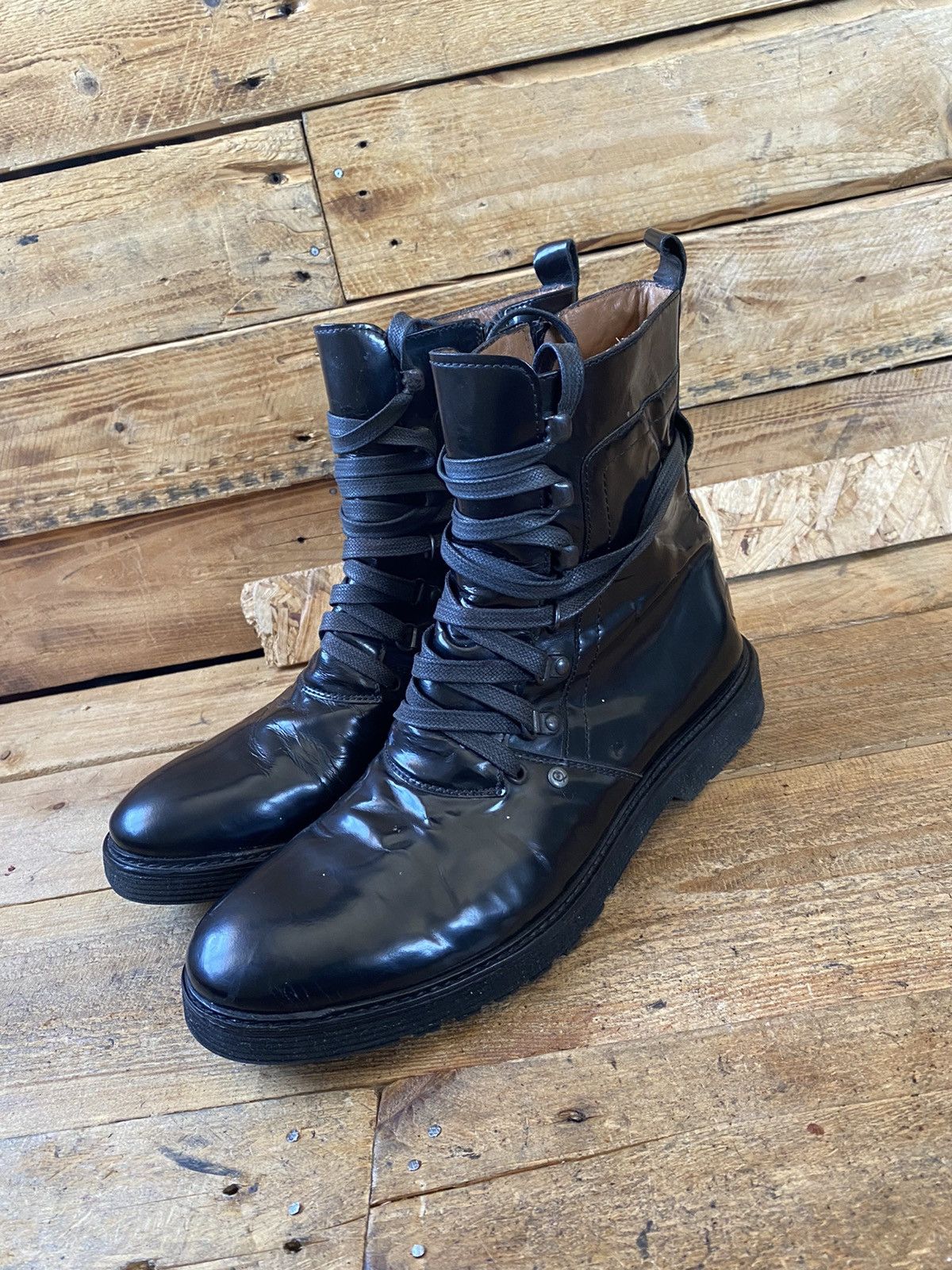 Alexander McQueen × Designer Alexander mc queen black patent leather lace boots sz41 Size US 8 / EU 41 - 16 Thumbnail