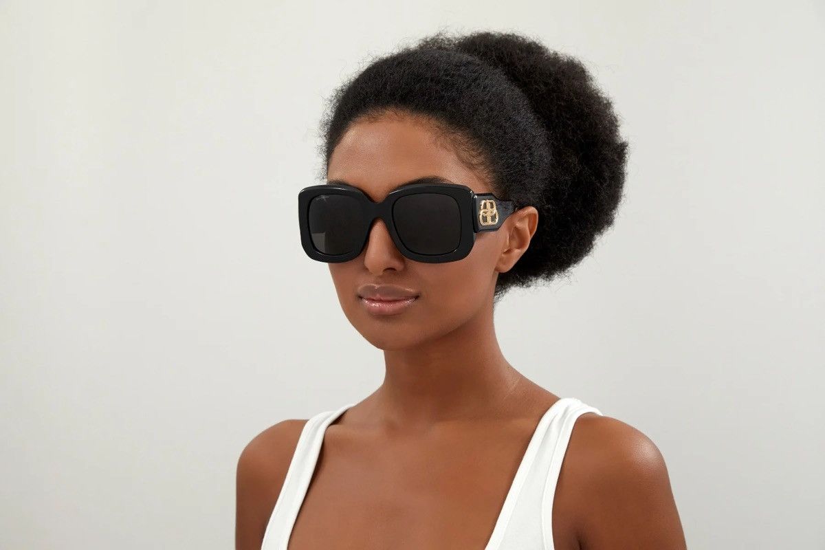 image of New Balenciaga Bb0096S 001 Black Square Women Sunglasses