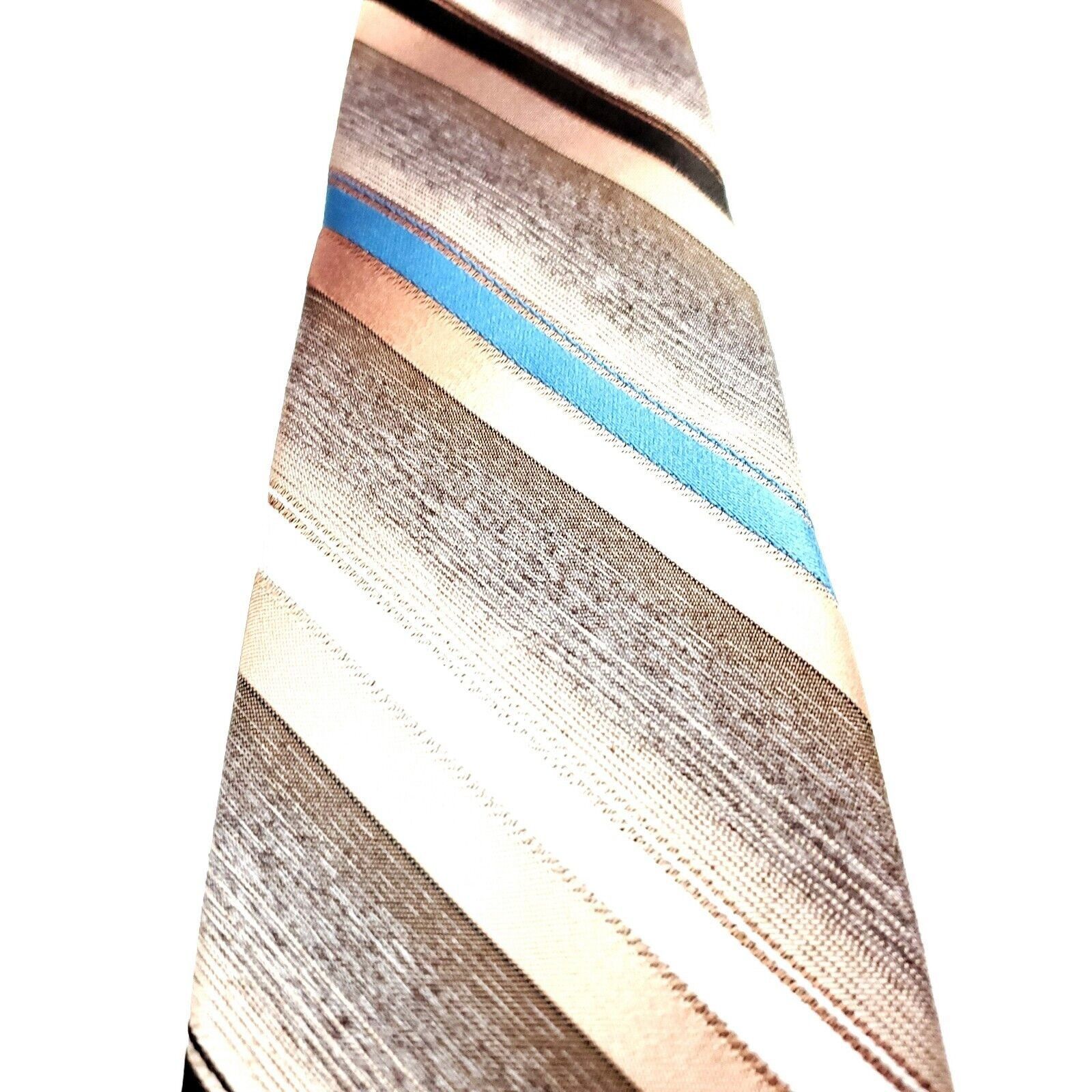 Vintage Envoy Polyester Tie Brown Striped Short Skinny Size ONE SIZE - 2 Thumbnail