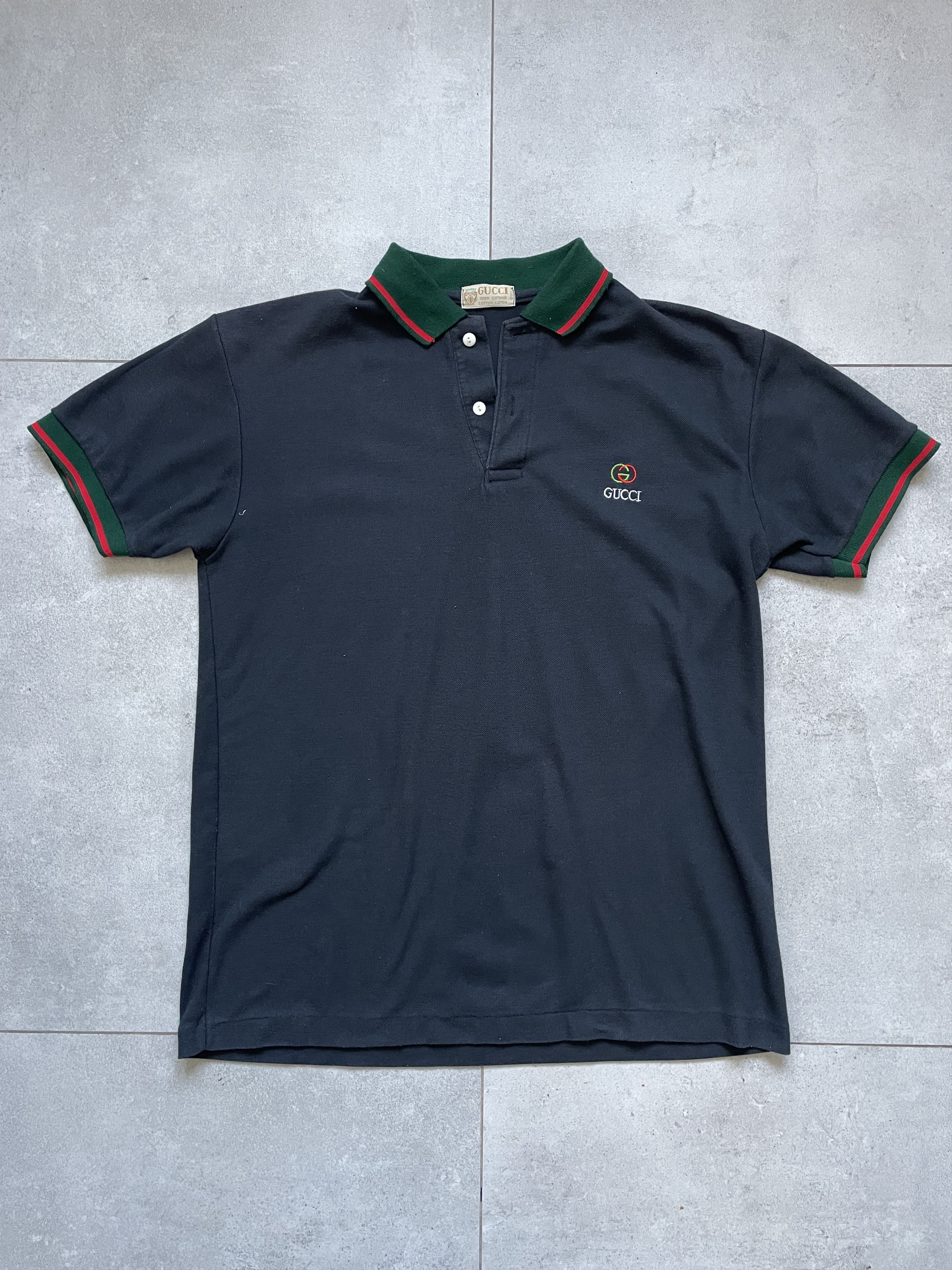 Vintage VINTAGE GUCCI B00TLEG WASHED NAVY POLO SHIRT Size US L / EU 52-54 / 3 - 2 Thumbnail
