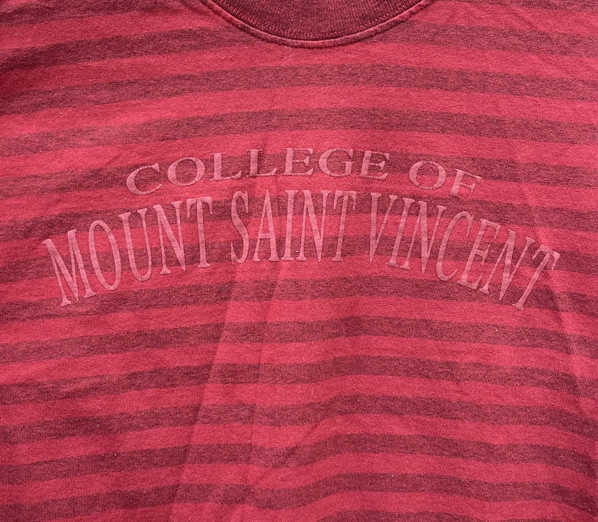 Jansport Vintage 90s Jansport College Of Mount St Vincent Striped Tee Size US L / EU 52-54 / 3 - 4 Thumbnail