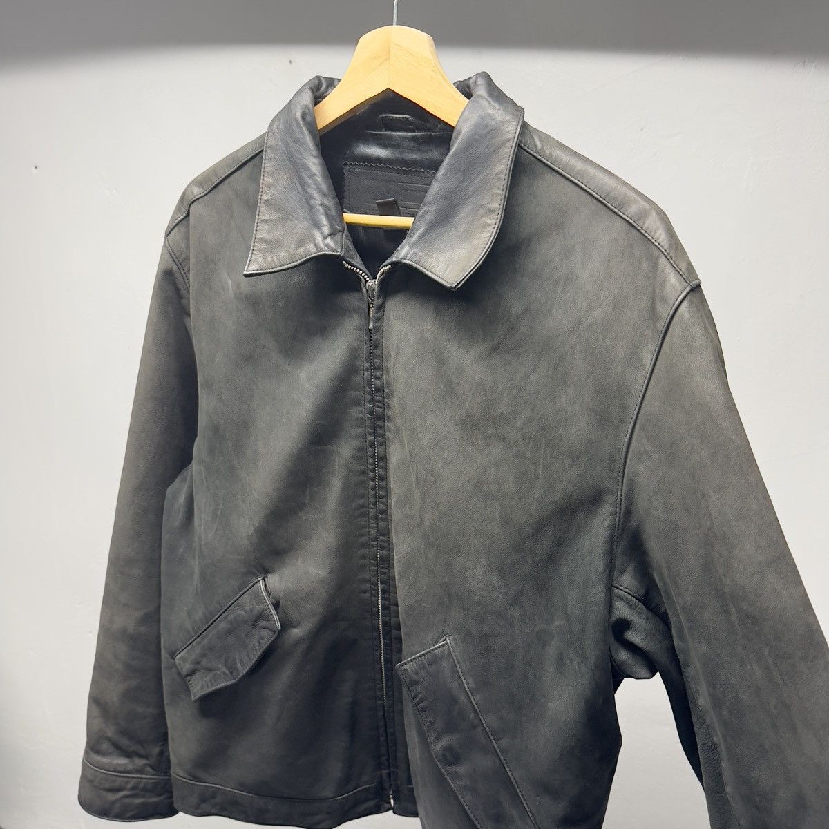 Vintage Vintage Faded Black Leather Blouson Jacket ERD Grunge Chrome Size US L / EU 52-54 / 3 - 6 Thumbnail