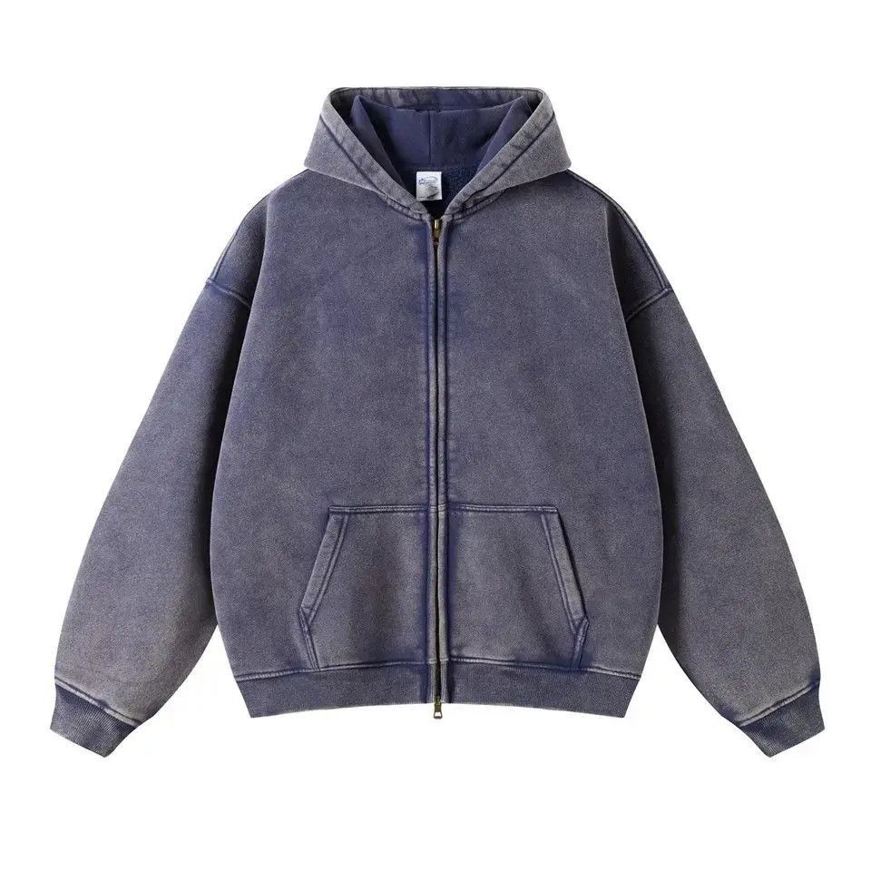 Japanese Brand × Vintage Blue Batik Fleece Zippered Hoodie Size US XL / EU 56 / 4 - 1 Thumbnail