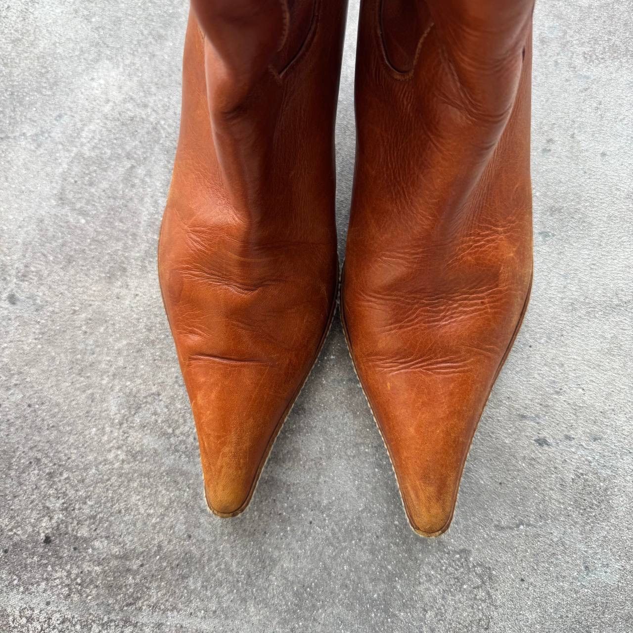 Dries Van Noten × Vintage Dries Van Noten Vero Cucio Vintage Leather Heel Boots Size US 7 / IT 37 - 14 Thumbnail