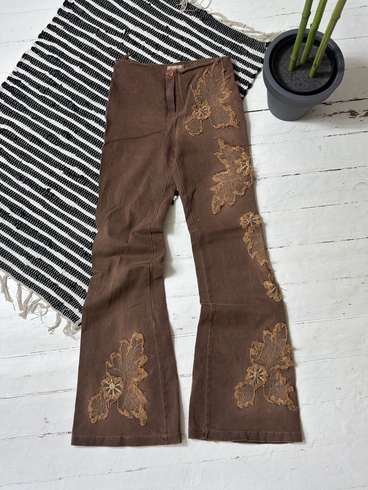 Other AVANT GARDE 2000s WITH FLOWERS BELL BOTTOM PANTS Size 28" / US 6 / IT 42 - 3 Thumbnail