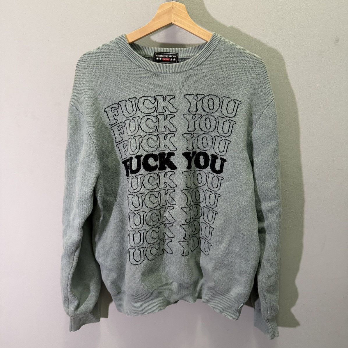 SUPREME✖︎HYSTERIC GLAMOUR Fuck Sweater Supreme HYSTERIC GLAMOUR Fuck You Sweater (FW17) - $158