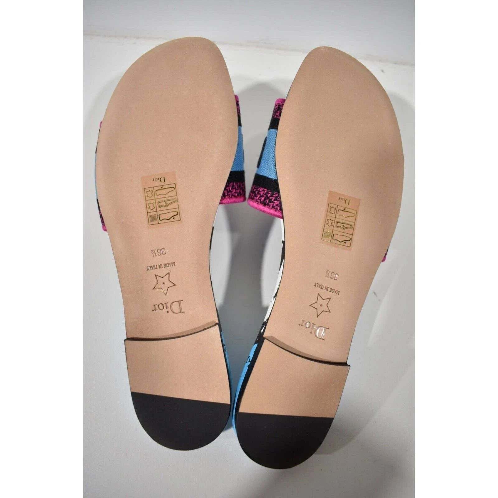 Dior Dway D Jungle Embroidered Logo Slide Flat Sandal 36.5 Size US 6.5 / IT 36.5 - 12 Thumbnail
