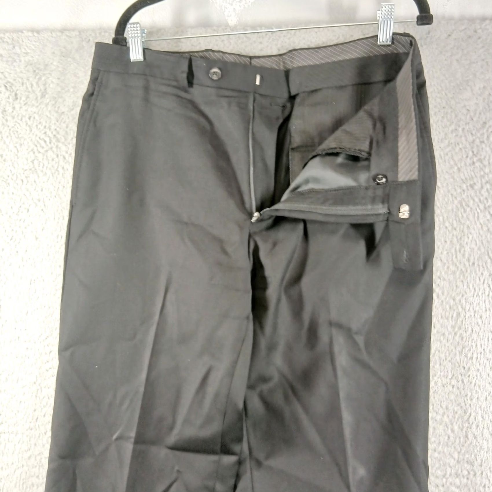Calvin Klein Calvin Klein Dress Pants Slim Fit 100% Wool Flat Front 34x32 Black Size US 34 / EU 50 - 7 Thumbnail