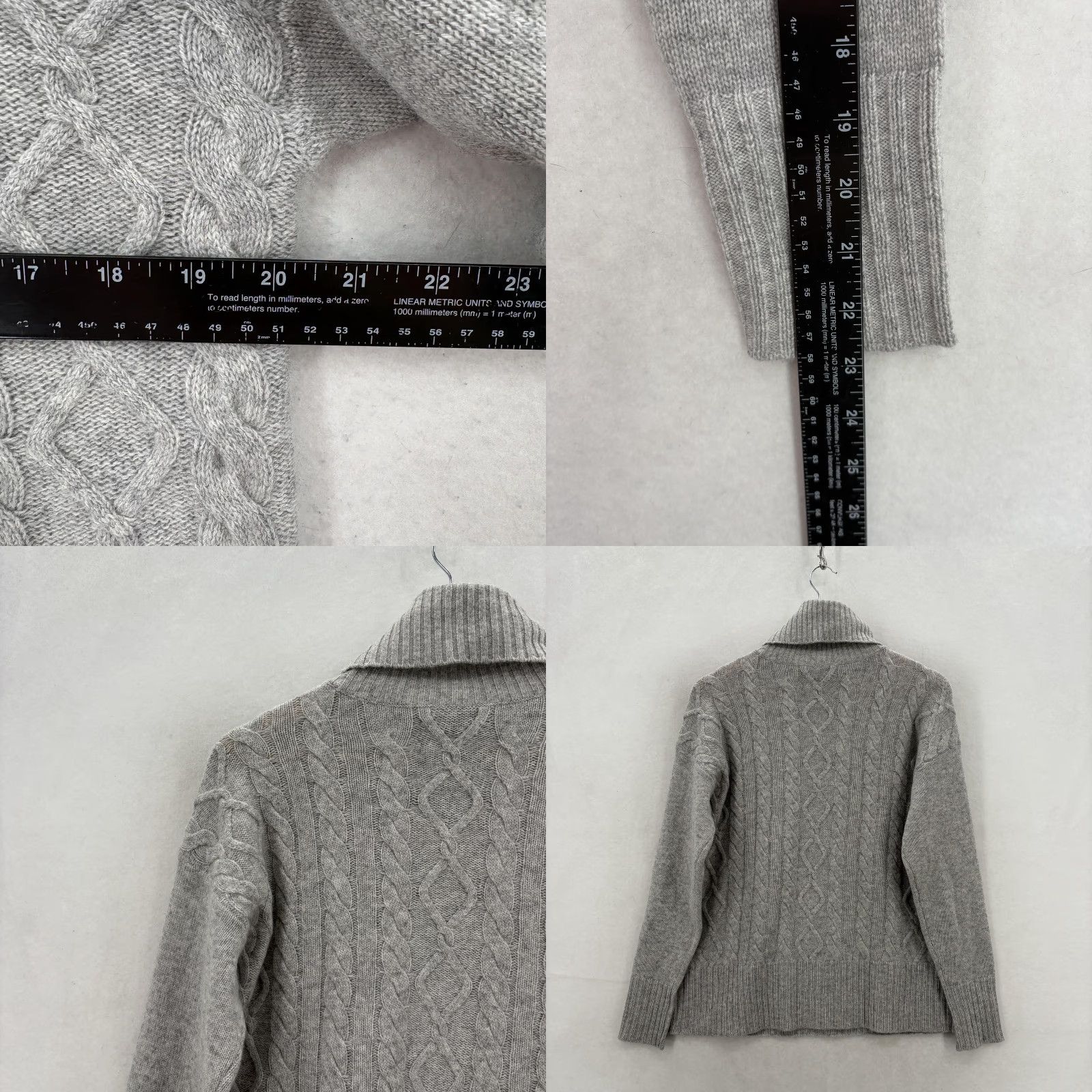 Charter Club VINTAGE Charter Club Sweater Womens Small Gray Luxury Cashmere Cable Knit Turtleneck Size S / US 4 / IT 40 - 8 Thumbnail