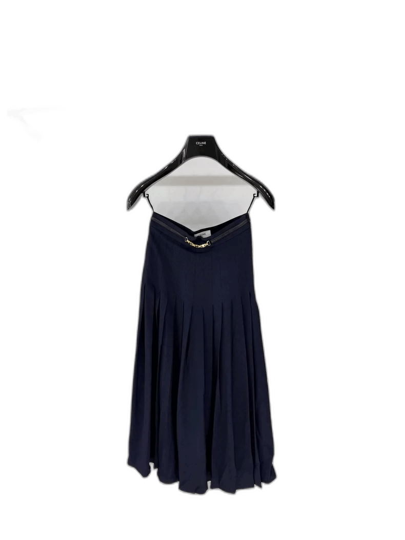Celine Celine Pleated Long Skirt with Chain Detail Size 36" / US 14 / IT 50 - 1 Thumbnail