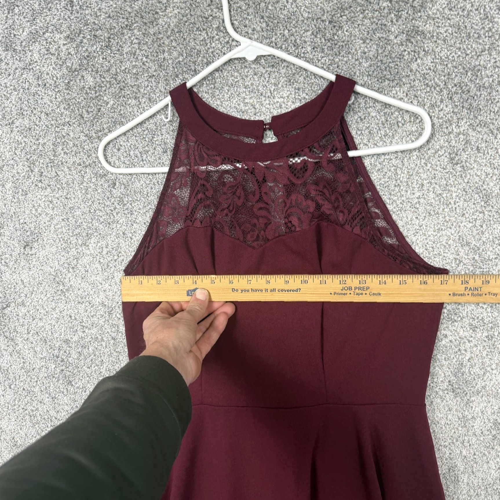Vintage Bbonlinedress Dress XL Maroon Lace Halter Sleeveless Fit & Flare Knee Length Women Party/Cocktail Vintage No (omit N/A) Size XL / US 12-14 / IT 48-50 - 2 Thumbnail