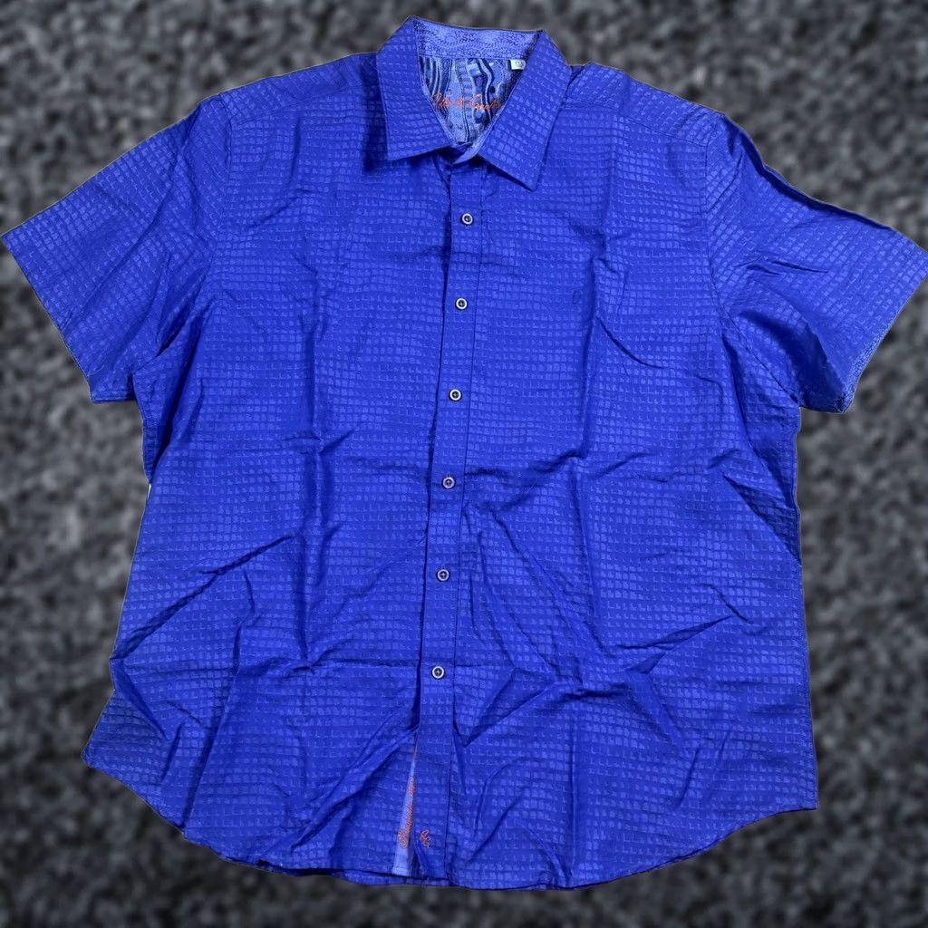 Robert Graham Robert Graham Button Shirt Mens 3XL Purple Geometric AOP Short Sleeve Size US XXL / EU 58 / 5 - 1 Thumbnail