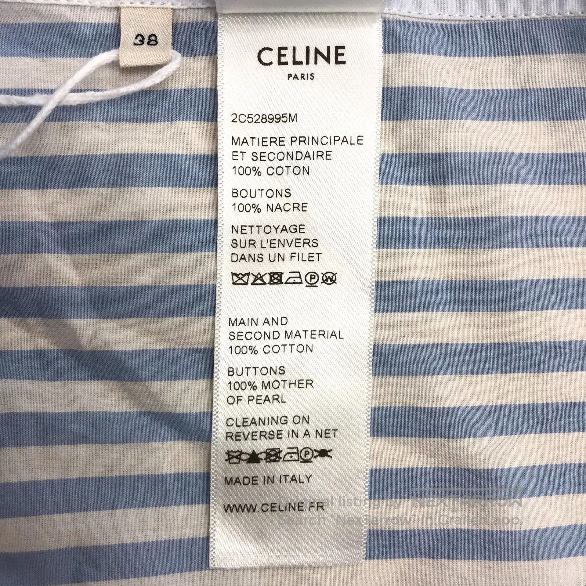 Celine Celine Blue striped Triumph embroidery cotton collar singl Size XS / US 0-2 / IT 36-38 - 8 Thumbnail