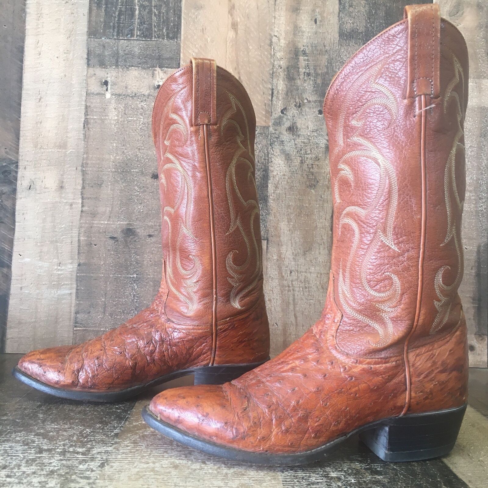 Tony Lama Tony Lama Vintage Brown Ostrich Cowboy Boots Mens 8.5 D Size US 8.5 / EU 41-42 - 11 Thumbnail