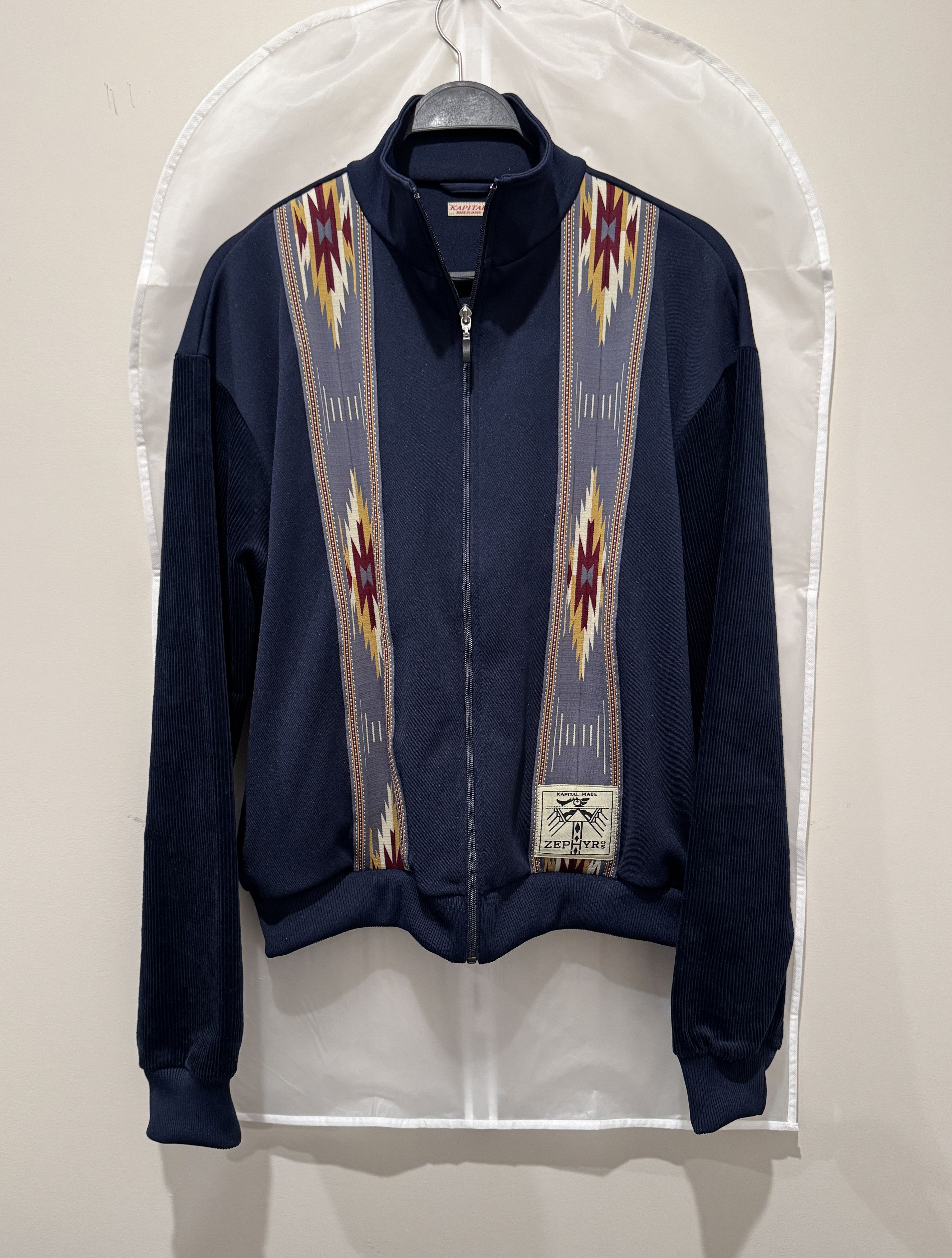 Kapital SMOOTH JERSEY KOCHI & ZEPHYR TRACK JACKET NAVY SIZE 3 LARGE Size US L / EU 52-54 / 3 - 1 Thumbnail