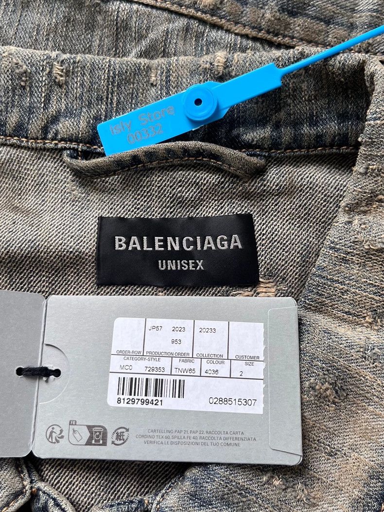 Balenciaga Balenciaga size 2 Back Rhinestone Logo Retro Denim Jacket Size S / US 4 / IT 40 - 4 Thumbnail