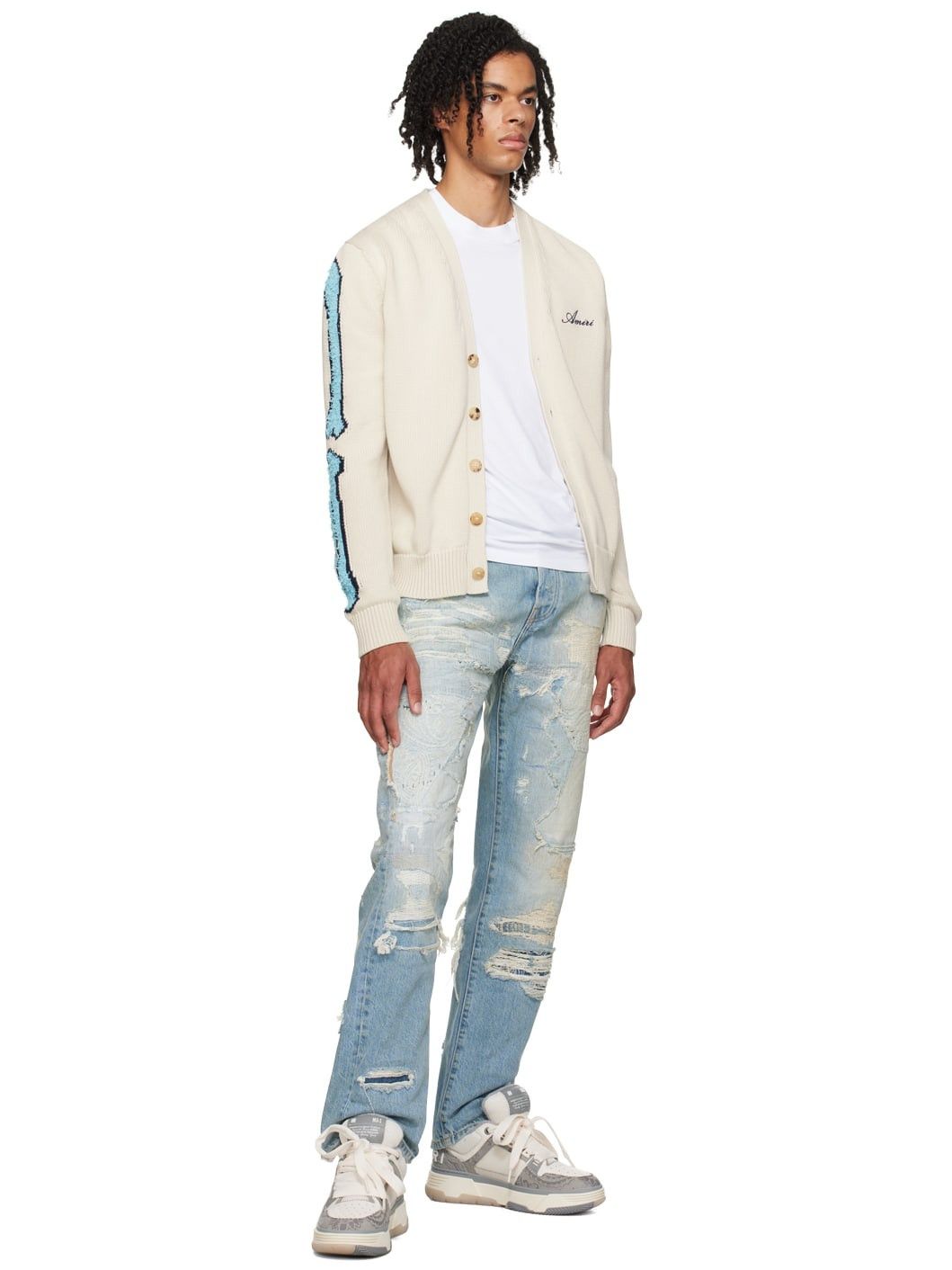 Amiri o1s1wg110925 Bandana Denim MA-1 Sneakers in Gray/Off-White Size US 14 / EU 47 - 5 Thumbnail