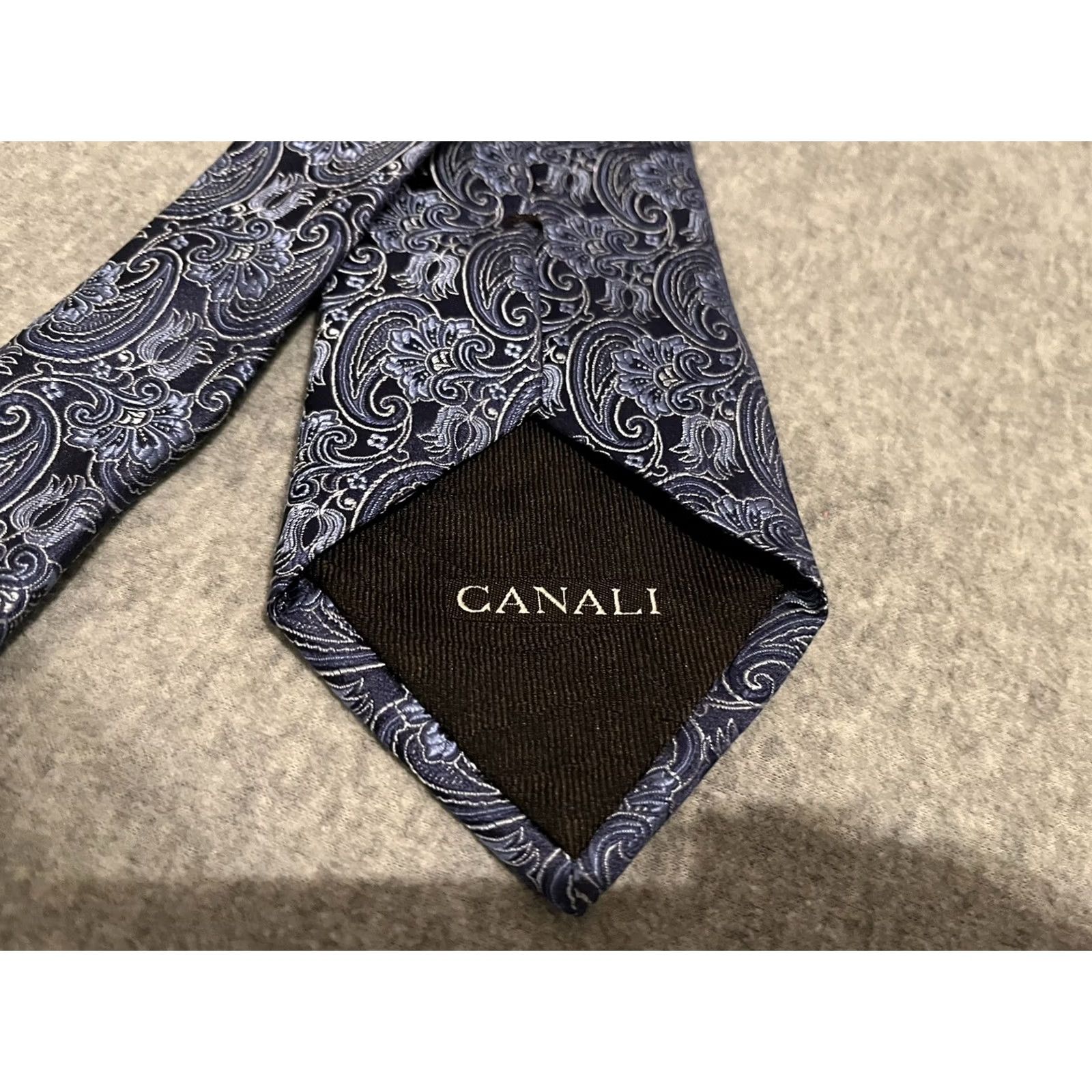 Canali Canali Tie Blue Silk Paisley Long 62" Menmen? Size ONE SIZE - 2 Thumbnail