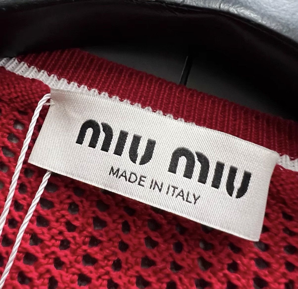 Miu Miu Miu Miu Red Knit Short Sleeve Top with Mini Logo Print J41 Size XS / US 0-2 / IT 36-38 - 4 Thumbnail