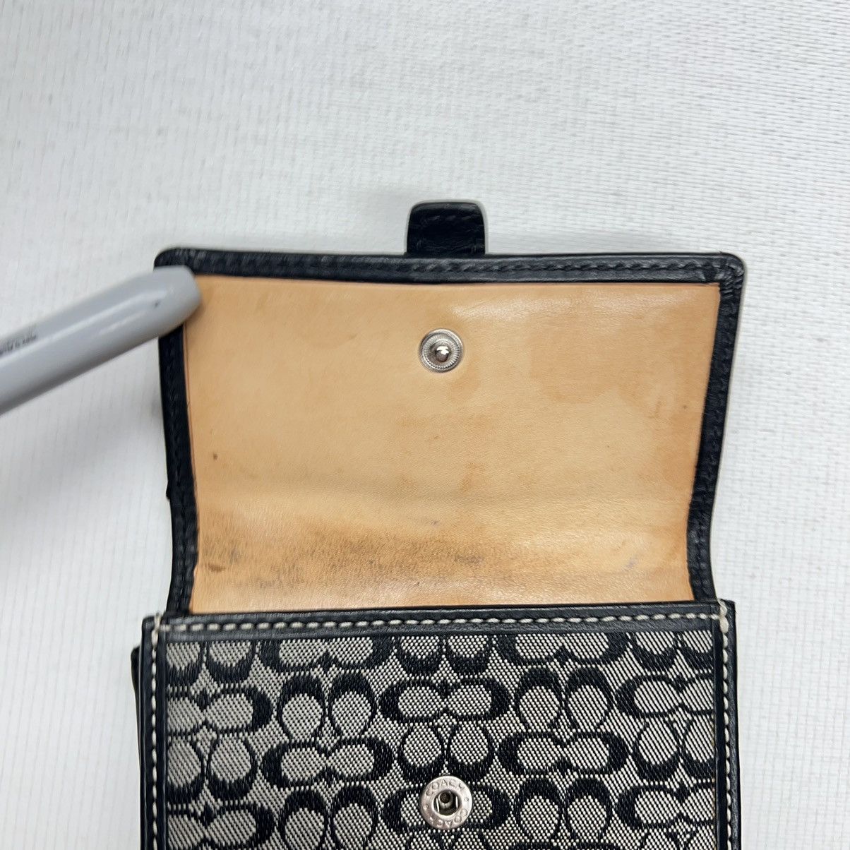 Coach × Vintage Coach Wallet Grey Jacquard Double C Monogram Logo Buckle Size ONE SIZE - 8 Thumbnail