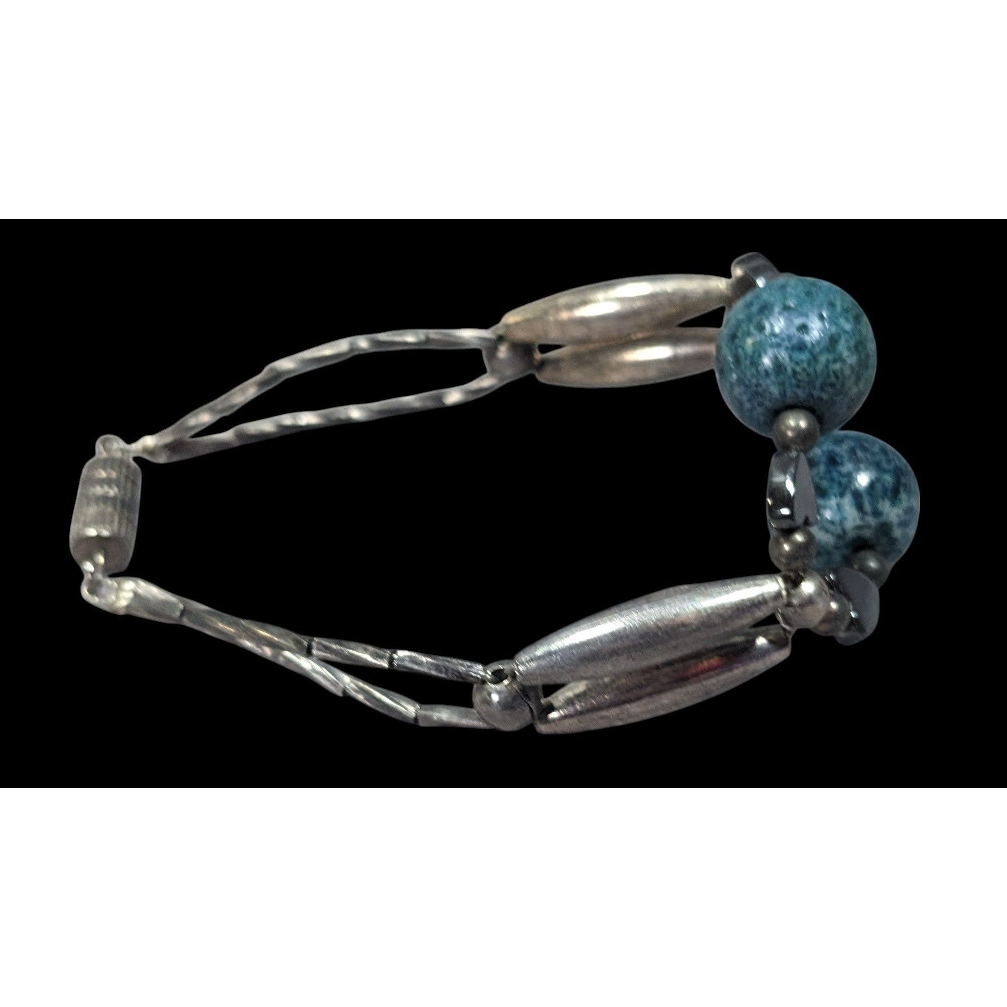 Other Casual Retro Blue And Silver Tone Beaded Bracelet With Hemat Size ONE SIZE - 2 Thumbnail