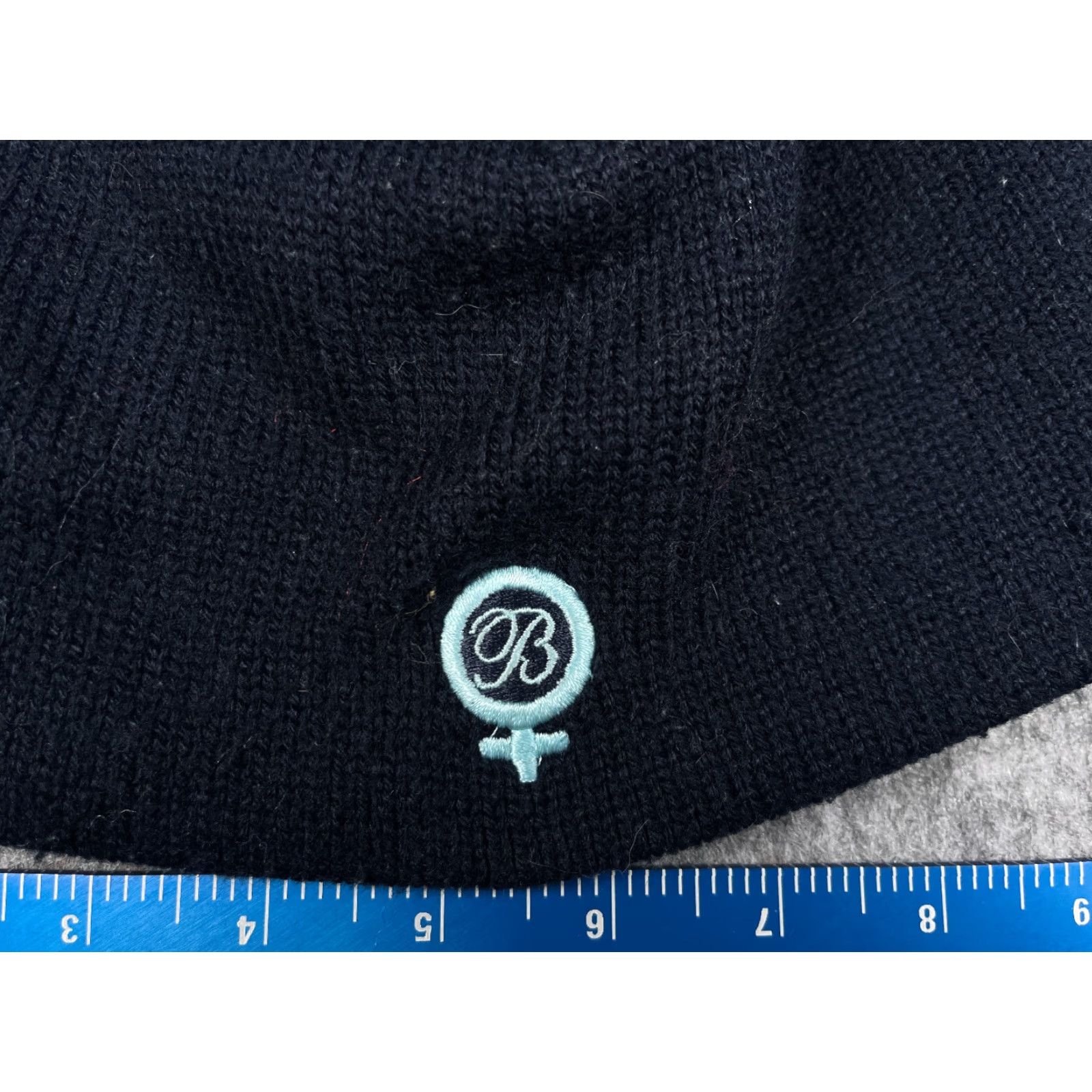 Vintage Unbranded Beanie Hat Adult One Size Dark Navy Blue Knit Acrylic Girl Gender Letter B Size ONE SIZE - 2 Thumbnail