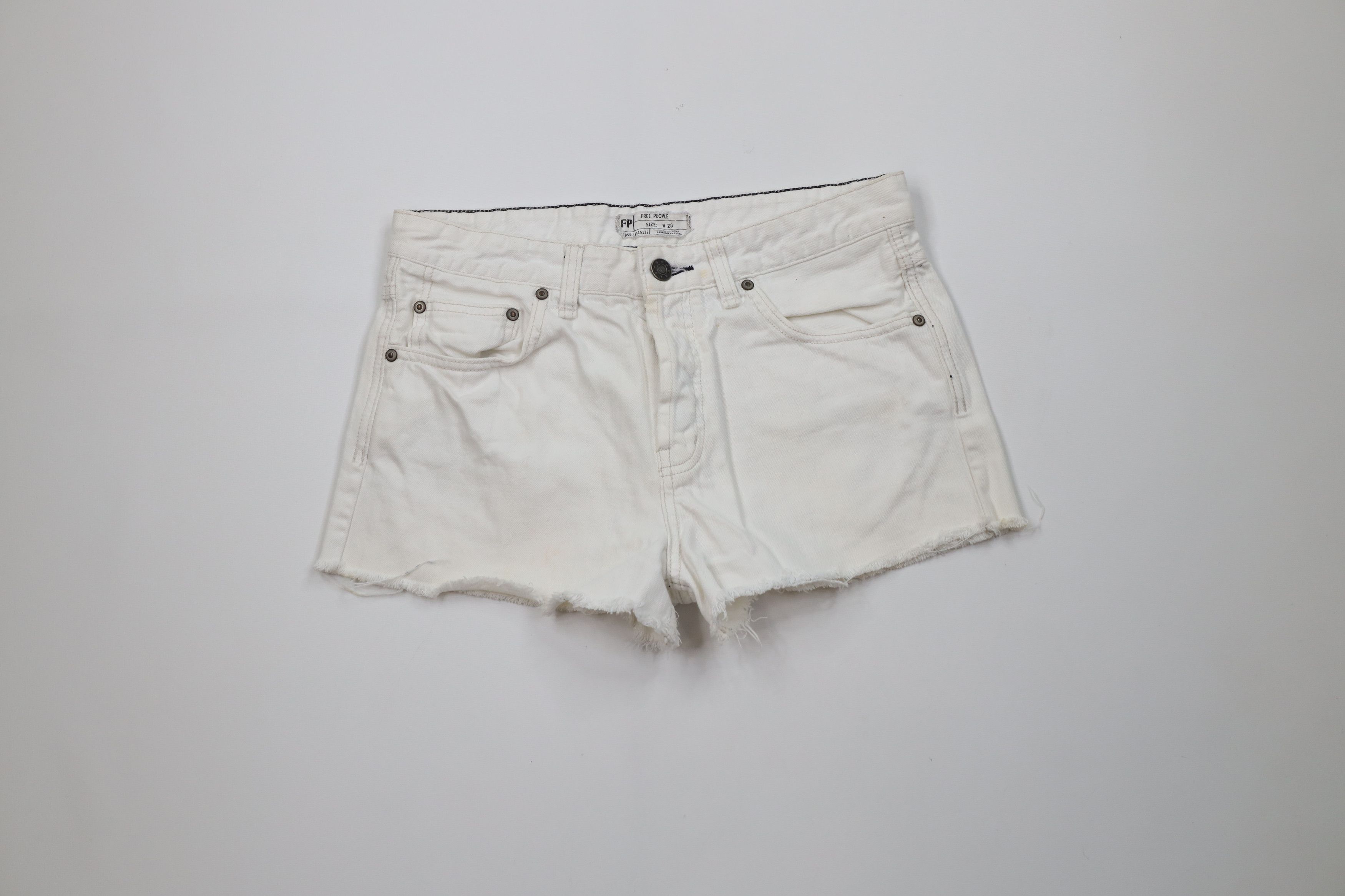 Free People Free People Button Fly Cut Off Denim Jean Shorts White Size 28" / US 6 / IT 42 - 1 Thumbnail