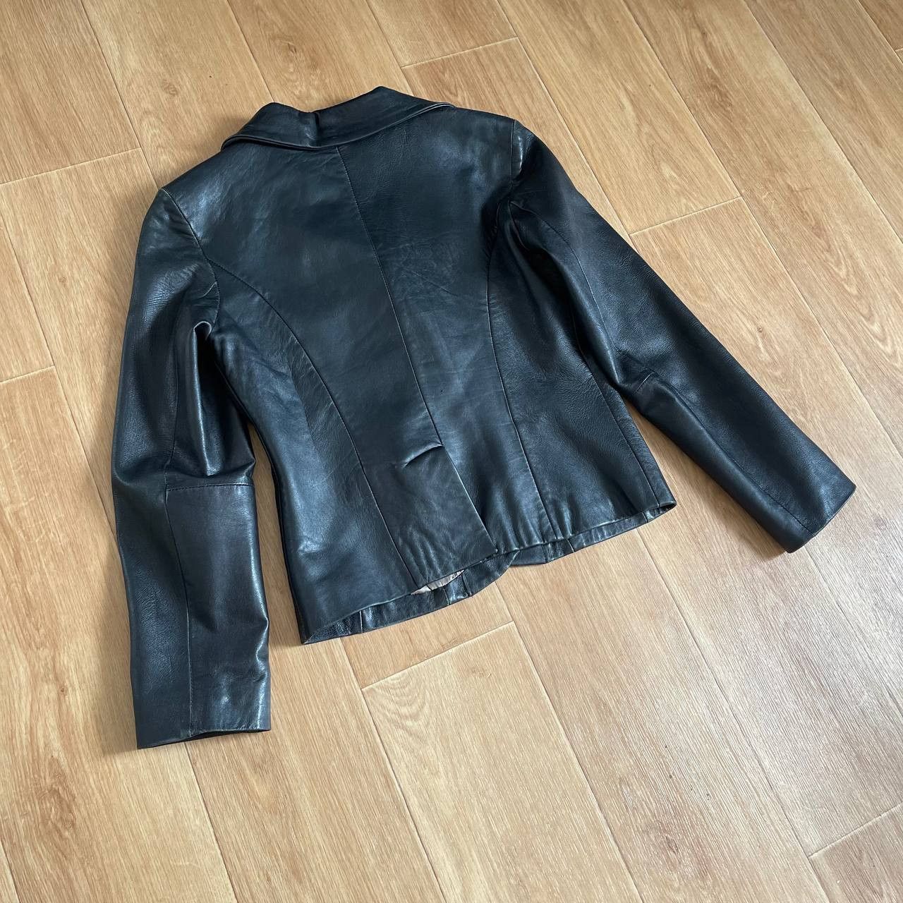 Leather × Vintage Vintage 90's Women Leather Blazer Jacket in Black Size S / US 4 / IT 40 - 12 Thumbnail