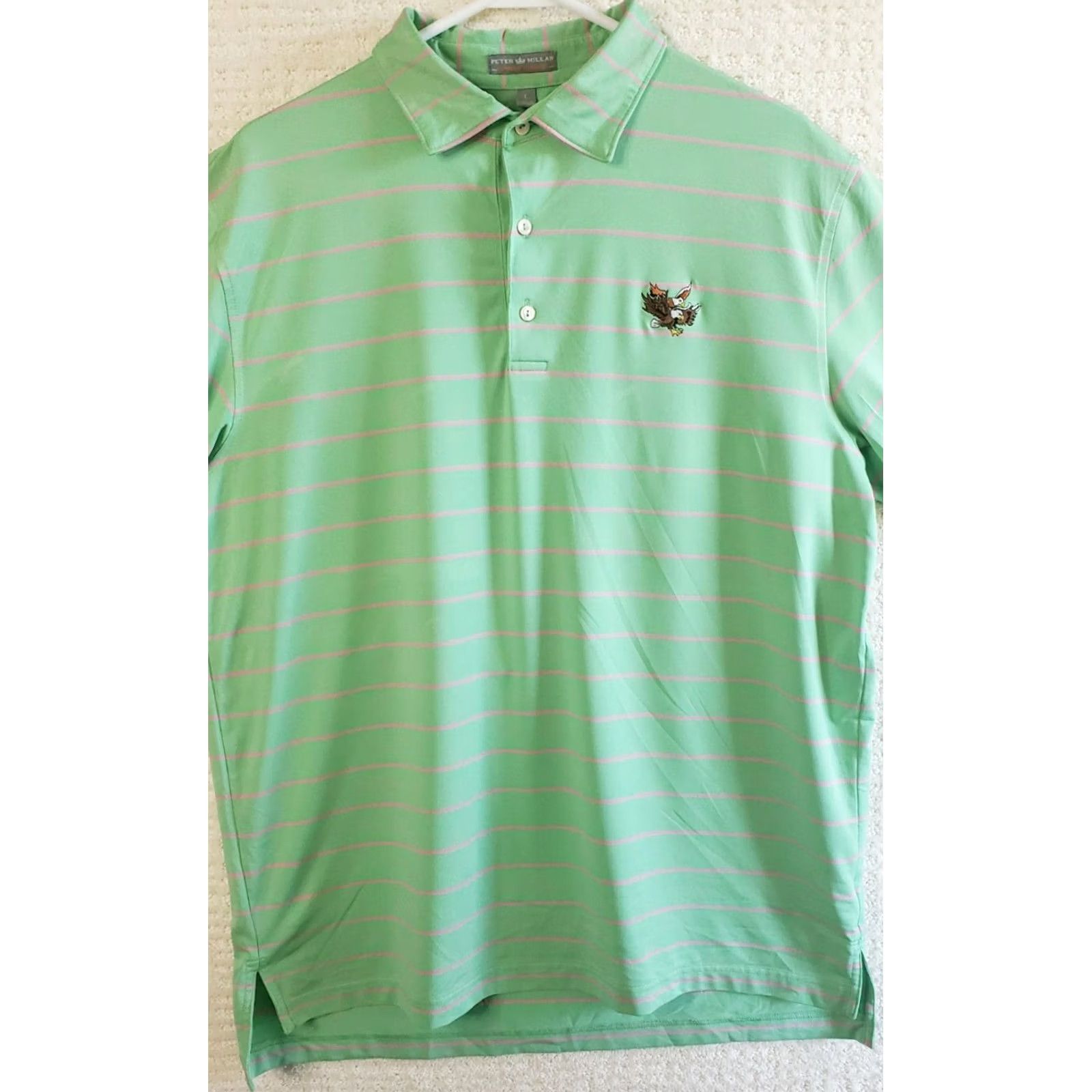 Peter Millar Peter Millar Summer Comfort Golf Polo Shirt Green Pink Stripe Stretch Mens Large Size US L / EU 52-54 / 3 - 2 Thumbnail