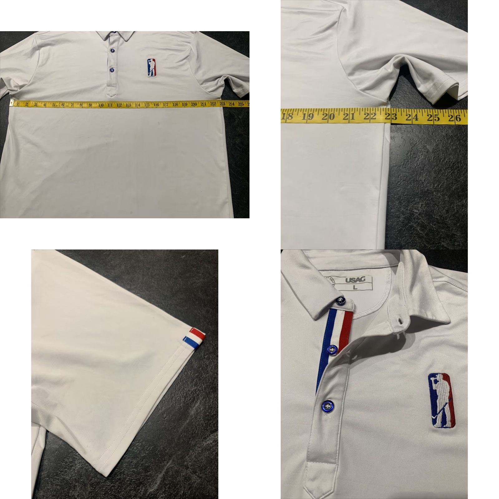 Vintage USAG Golf Polo Shirt Mens Large L White Short Sleeve Embroidered Activewear Size US L / EU 52-54 / 3 - 8 Thumbnail