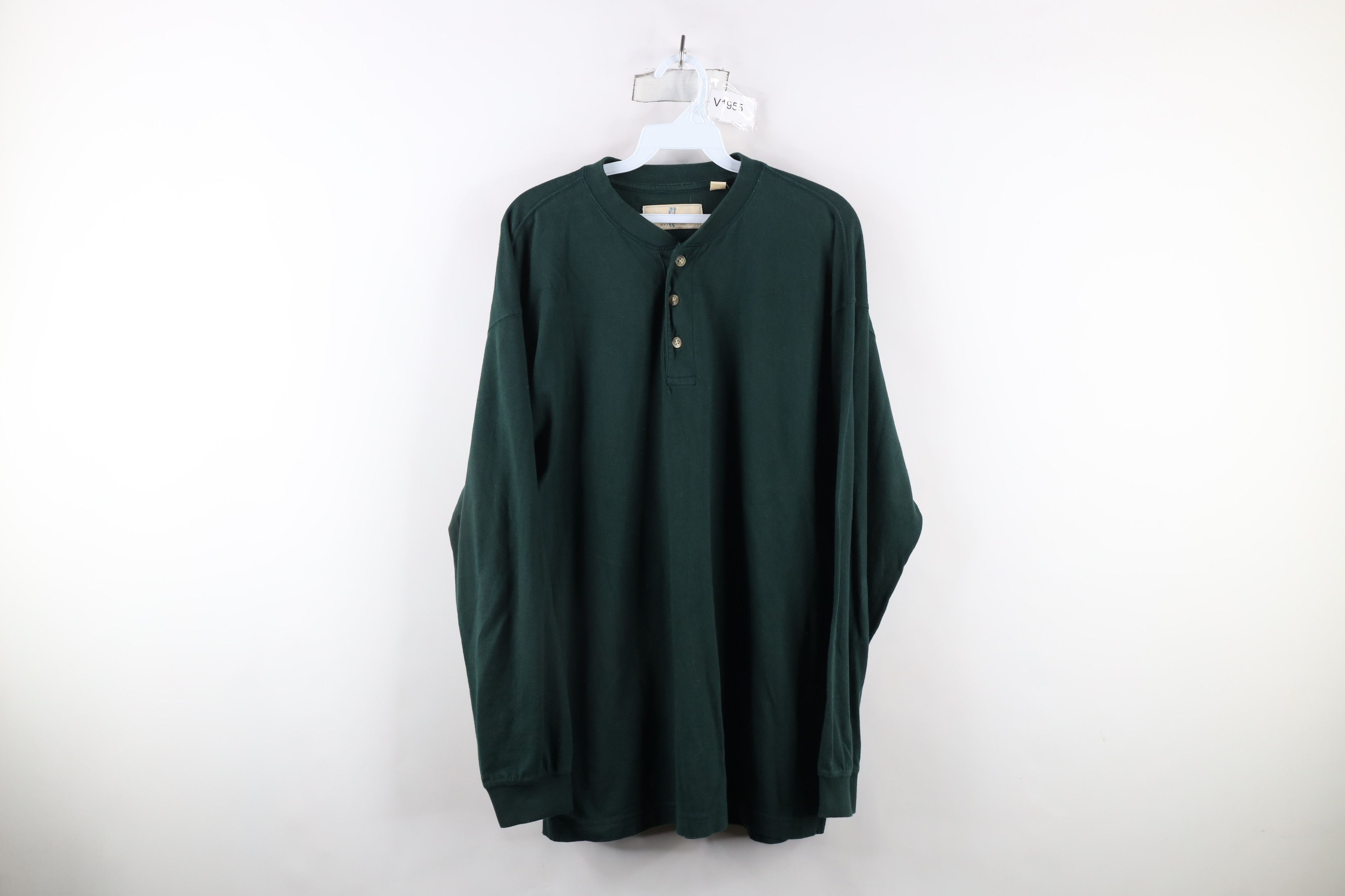 Vintage Vintage 90s Streetwear Long Sleeve Henley T-Shirt Green Size US M / EU 48-50 / 2 - 1 Thumbnail