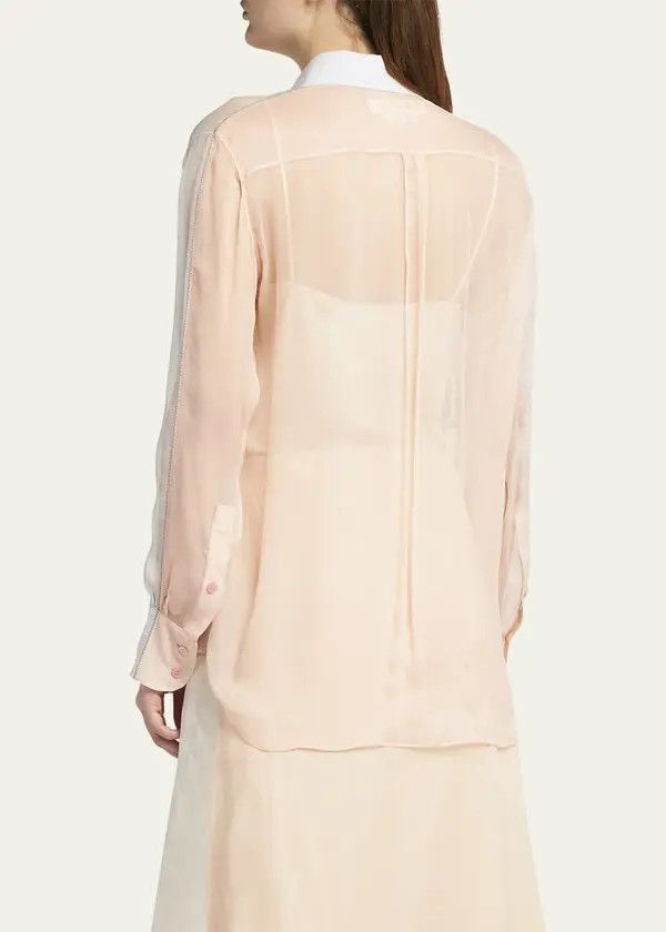 Marni o1w1db11125 Bicolor Classic Long-Sleeve Silk Shirt in White Size M / US 6-8 / IT 42-44 - 6 Thumbnail